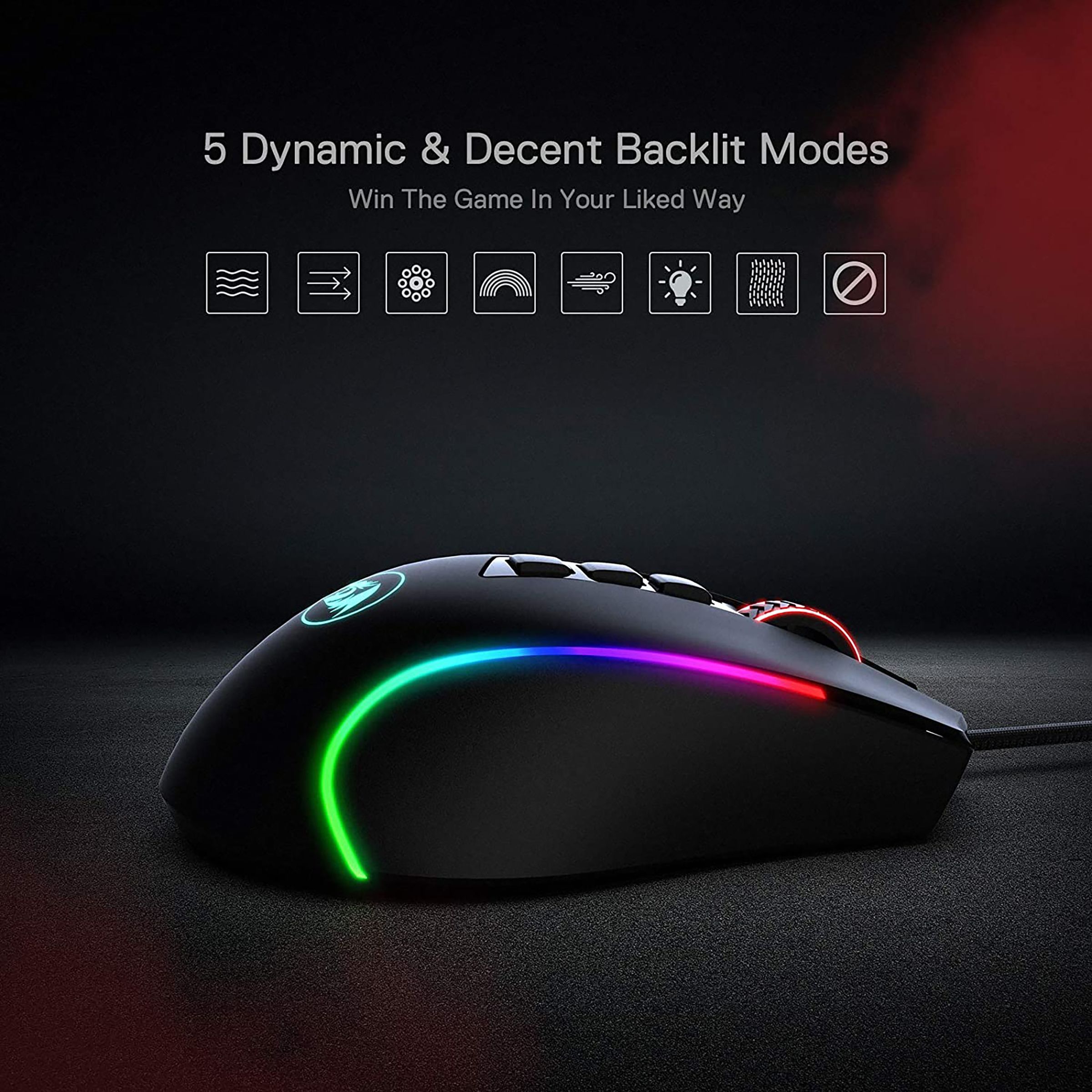 REDRAGON Predator Wired Optical Gaming Mouse with Customizable Buttons (4000 DPI, Ergonomic Design, Black)_6