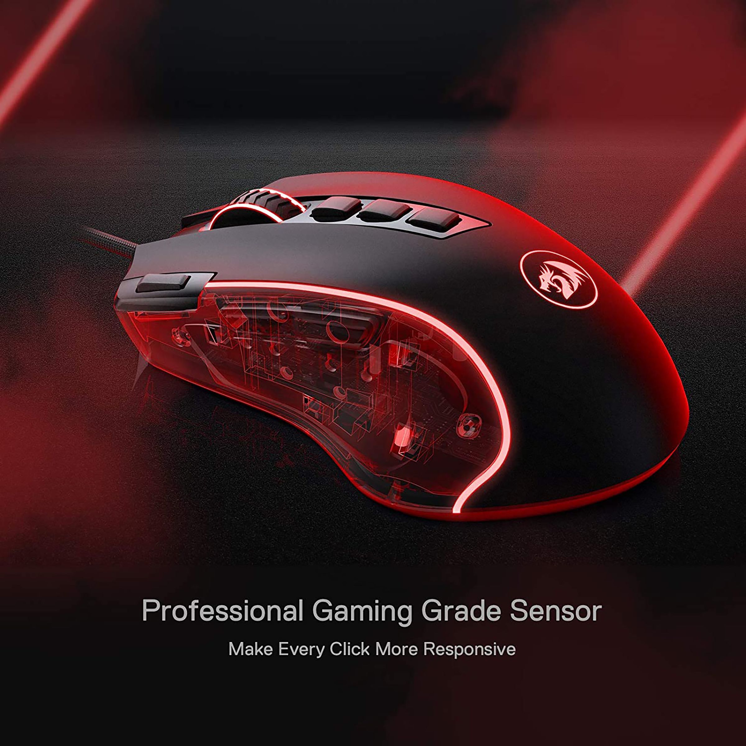 REDRAGON Predator Wired Optical Gaming Mouse with Customizable Buttons (4000 DPI, Ergonomic Design, Black)_9