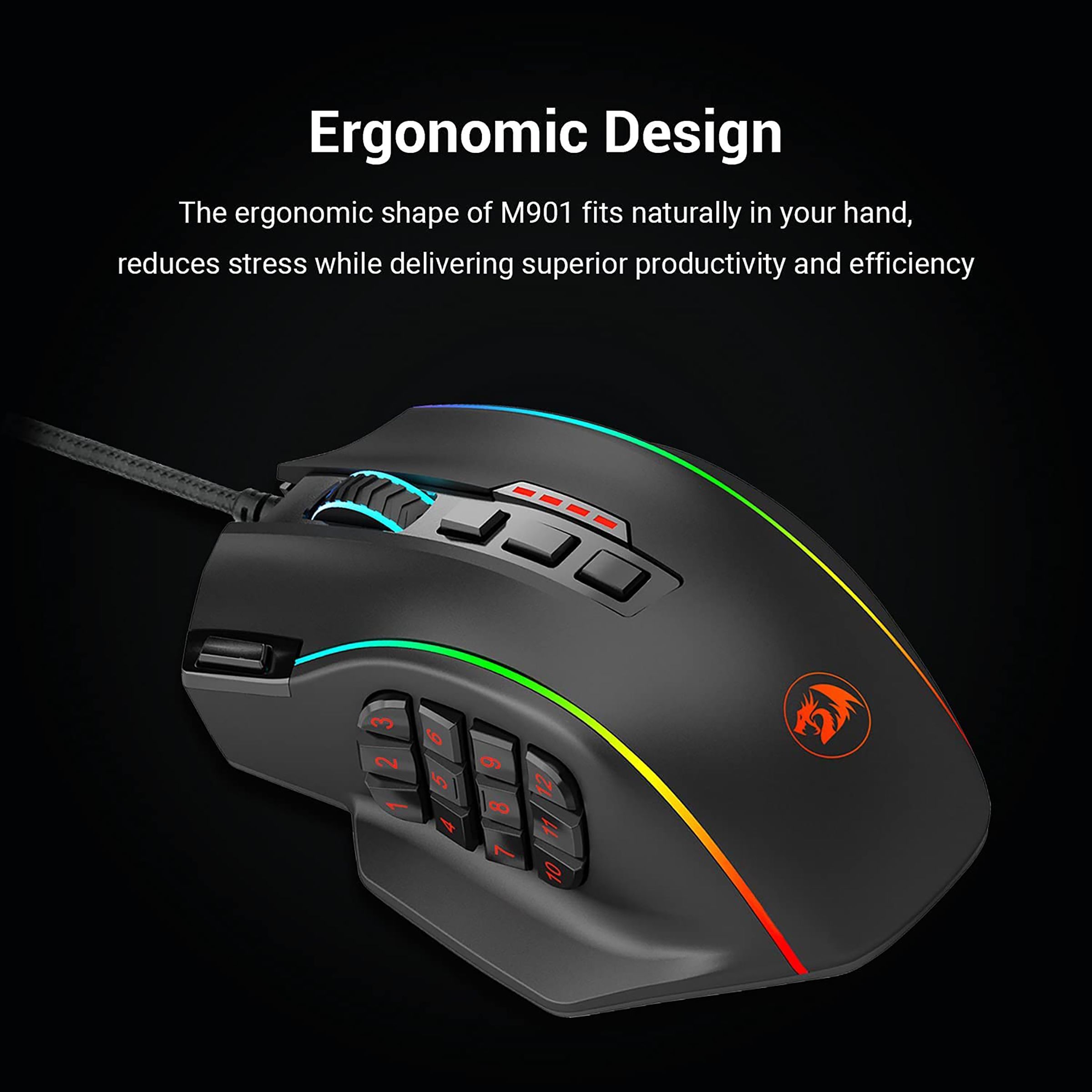 REDRAGON Perdiction Wired Laser Gaming Mouse (24000 DPI, Ergonomic Design, Black)_6