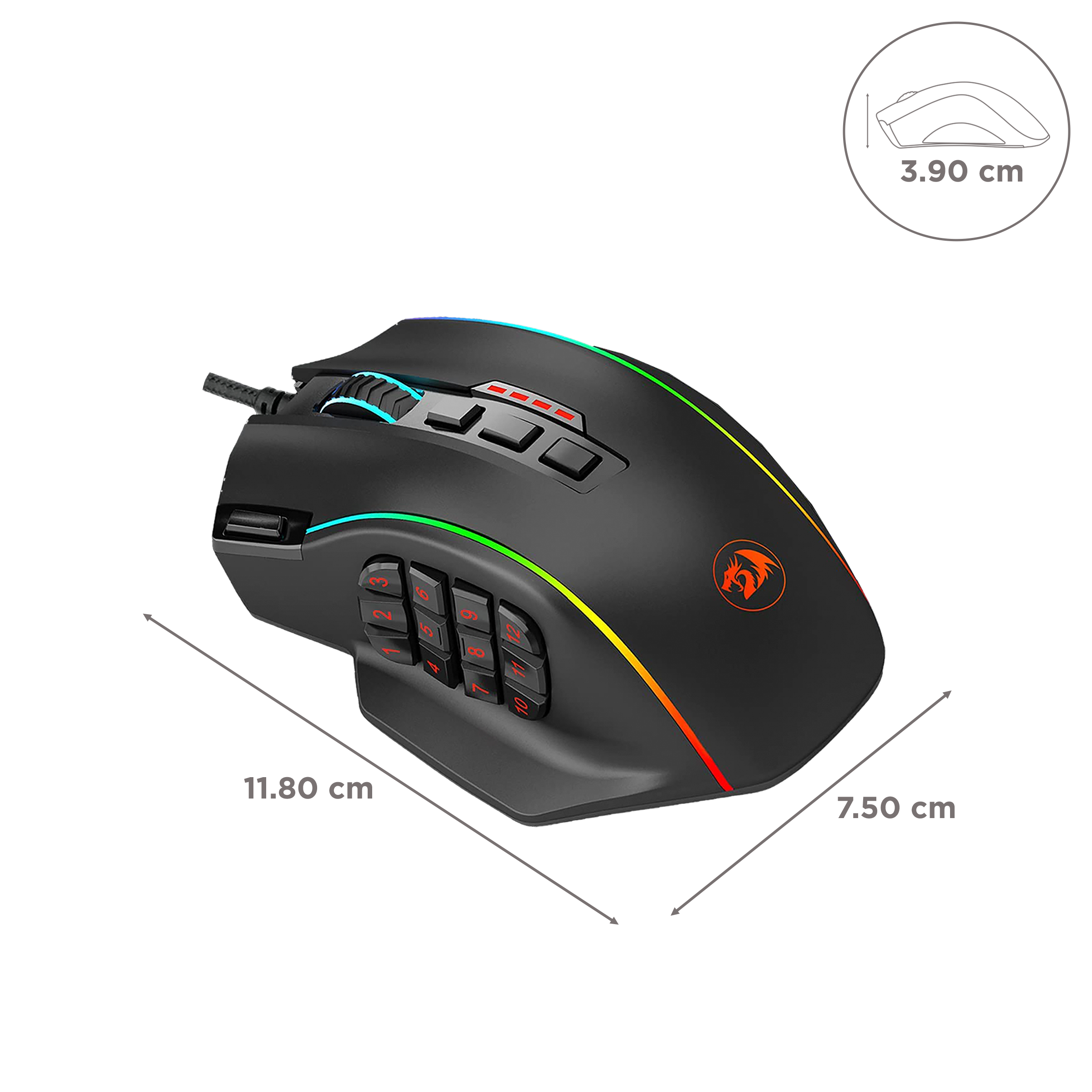 REDRAGON Perdiction Wired Laser Gaming Mouse (24000 DPI, Ergonomic Design, Black)_3