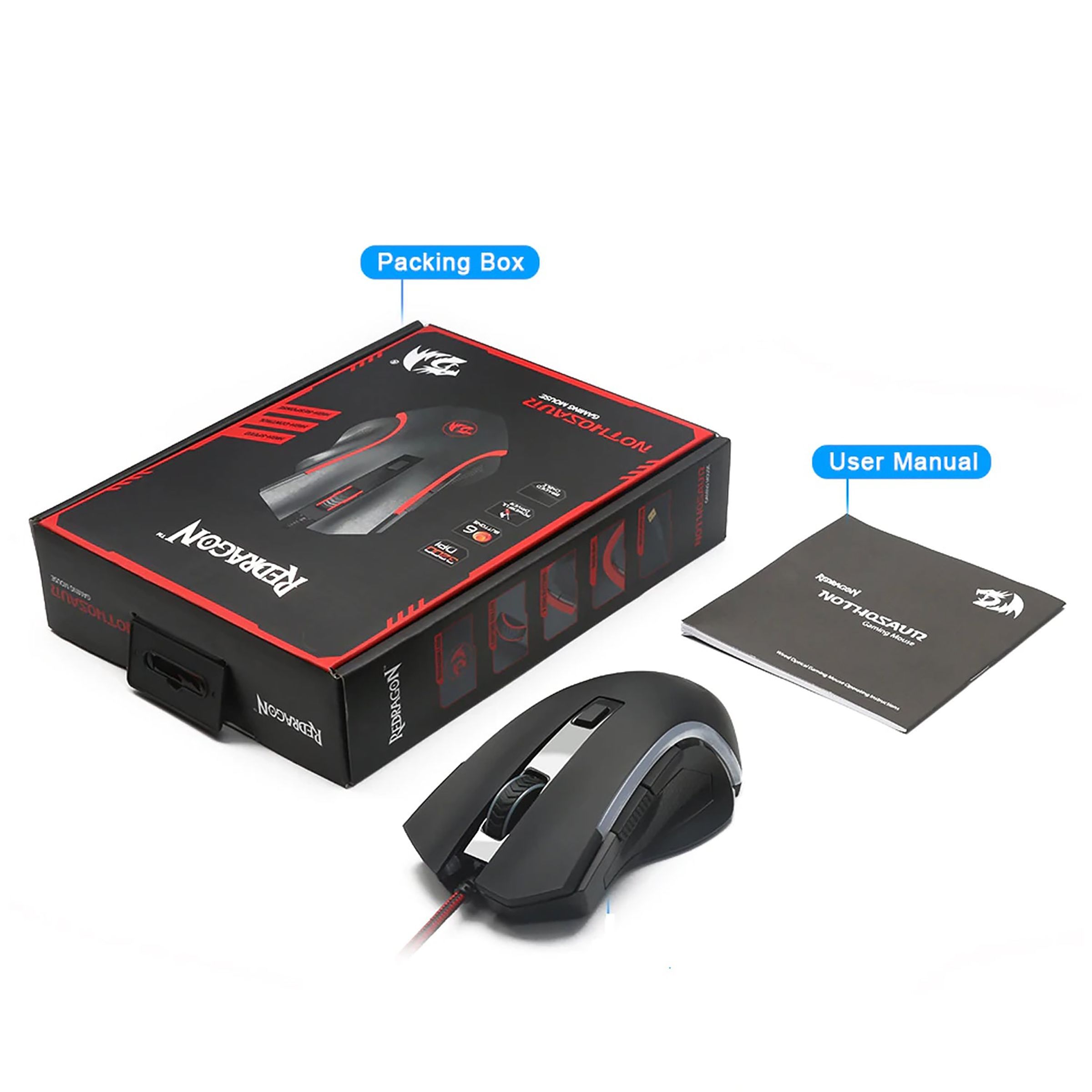 REDRAGON Nothosaur Wired Optical Gaming Mouse with Customizable Buttons (3200 DPI, 7 Colors Backlit, Black)_10