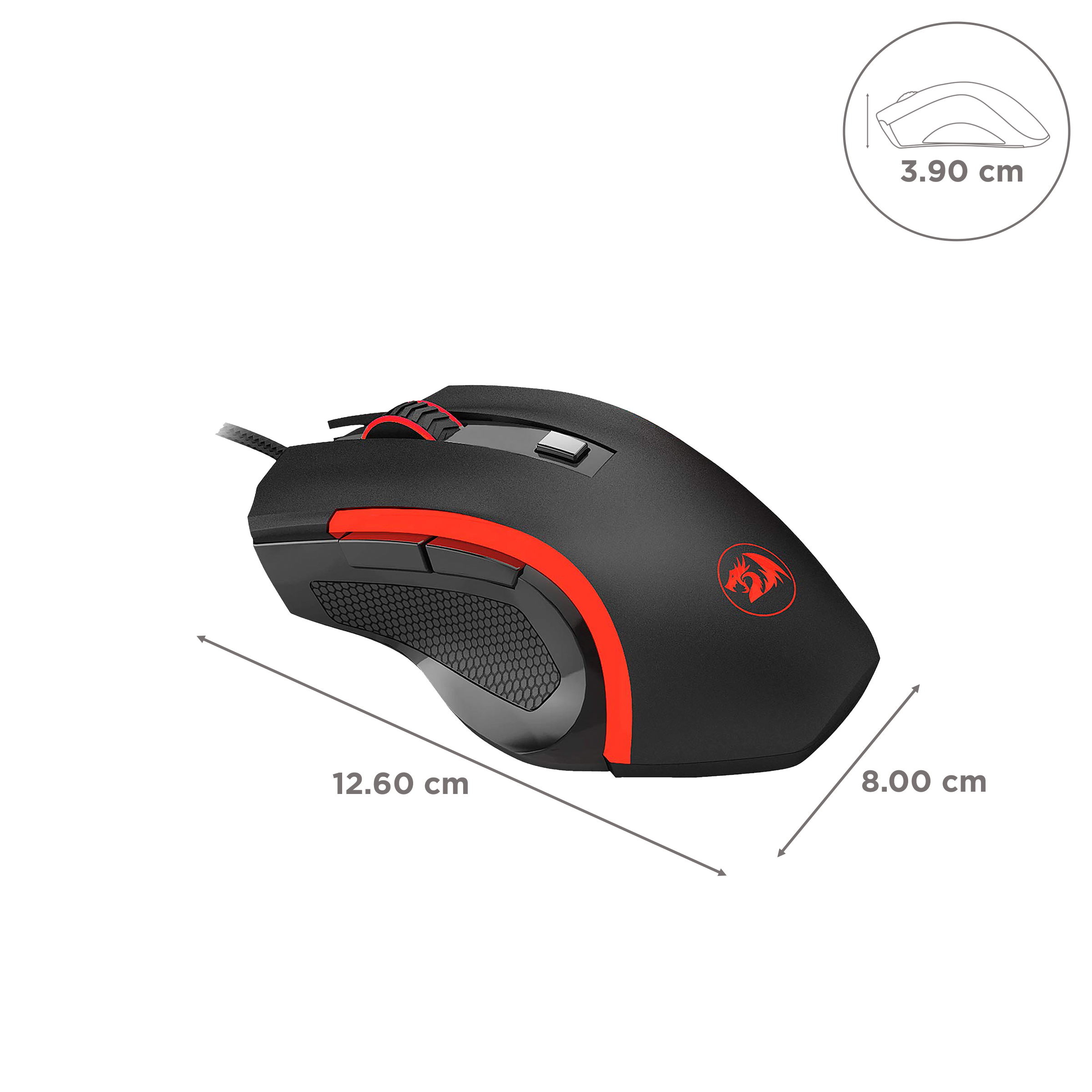 REDRAGON Nothosaur Wired Optical Gaming Mouse with Customizable Buttons (3200 DPI, 7 Colors Backlit, Black)_3