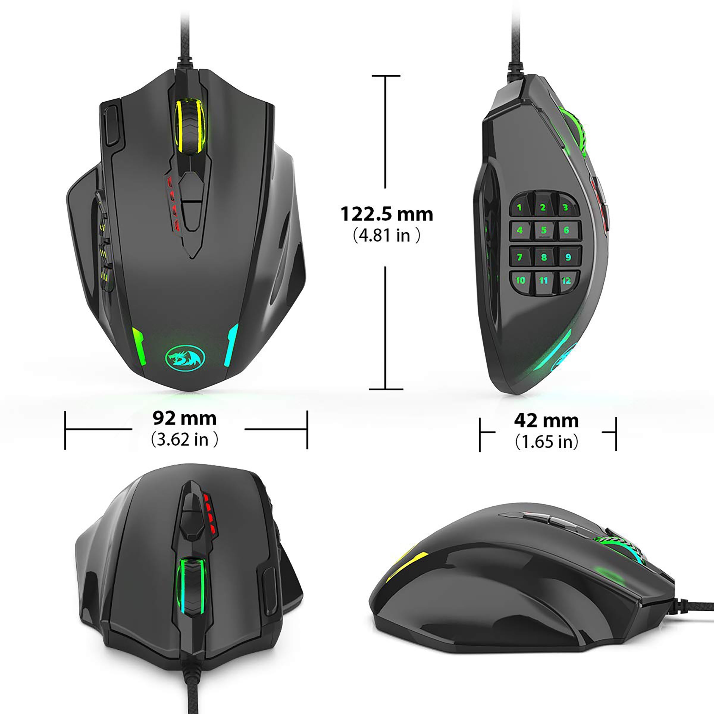 REDRAGON Impact Wired Optical Gaming Mouse (12400 DPI, High-End Design, Black)_8
