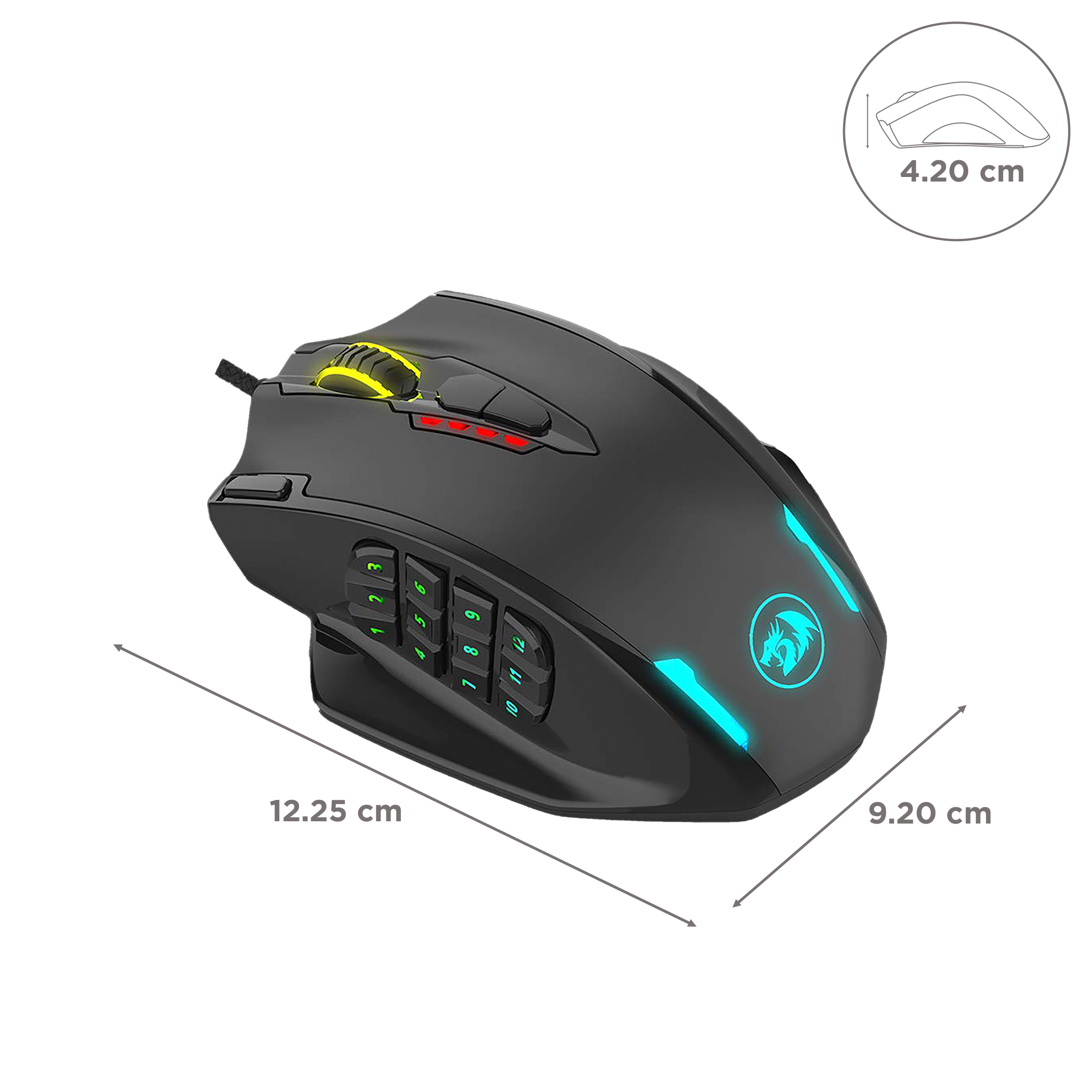 REDRAGON Impact Wired Optical Gaming Mouse (12400 DPI, High-End Design, Black)_3