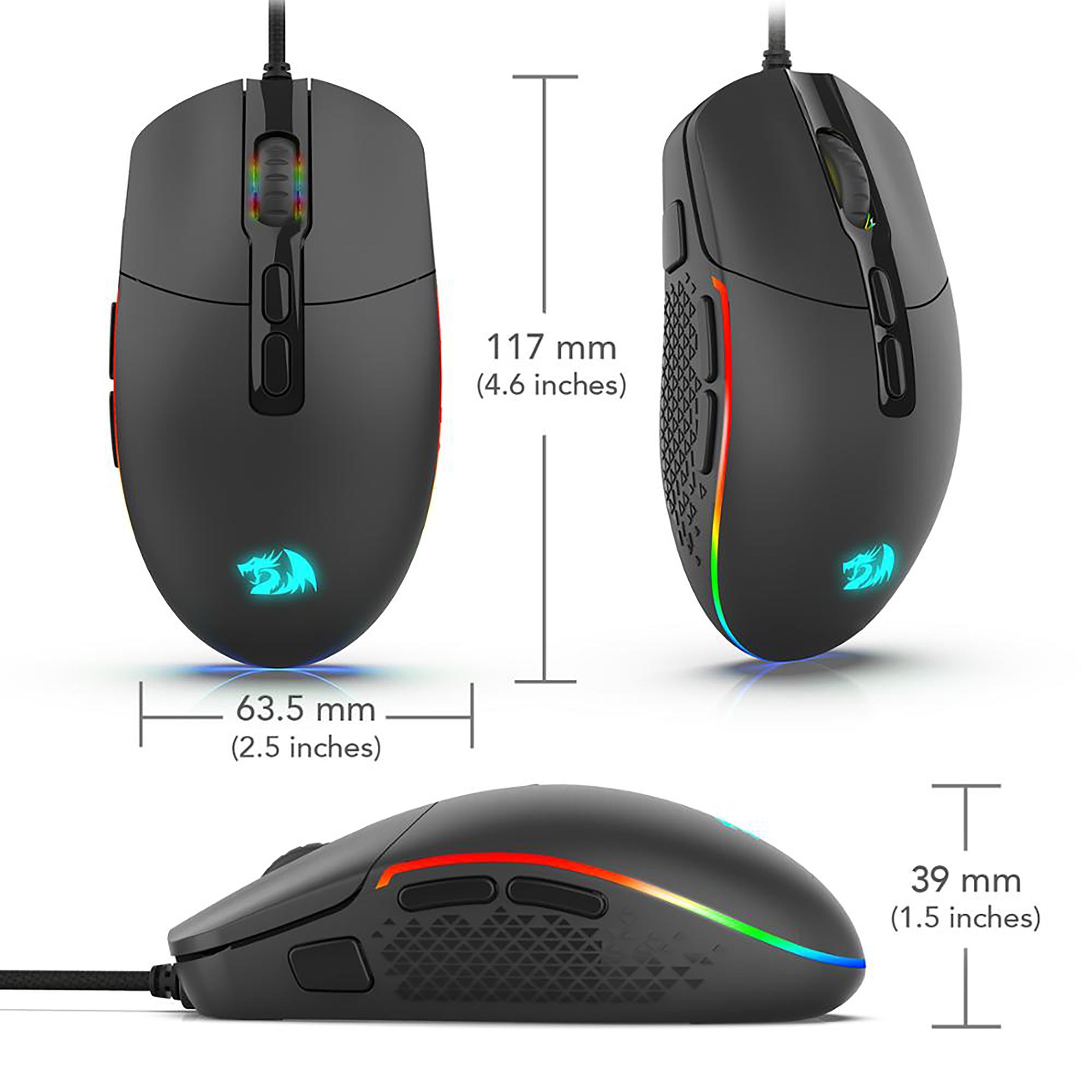 REDRAGON Invader Wired Optical Gaming Mouse (5000 DPI Adjustable, Fire Button, Black)_11