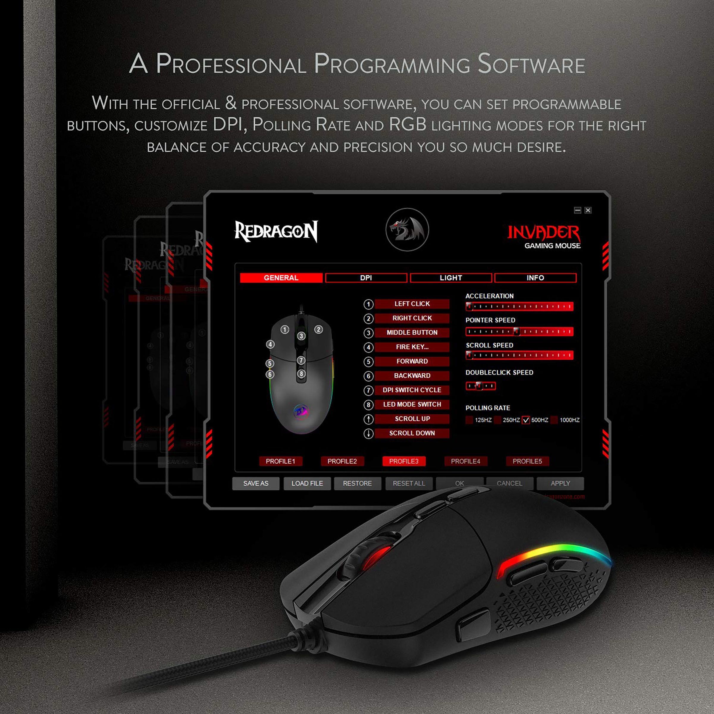 REDRAGON Invader Wired Optical Gaming Mouse (5000 DPI Adjustable, Fire Button, Black)_15