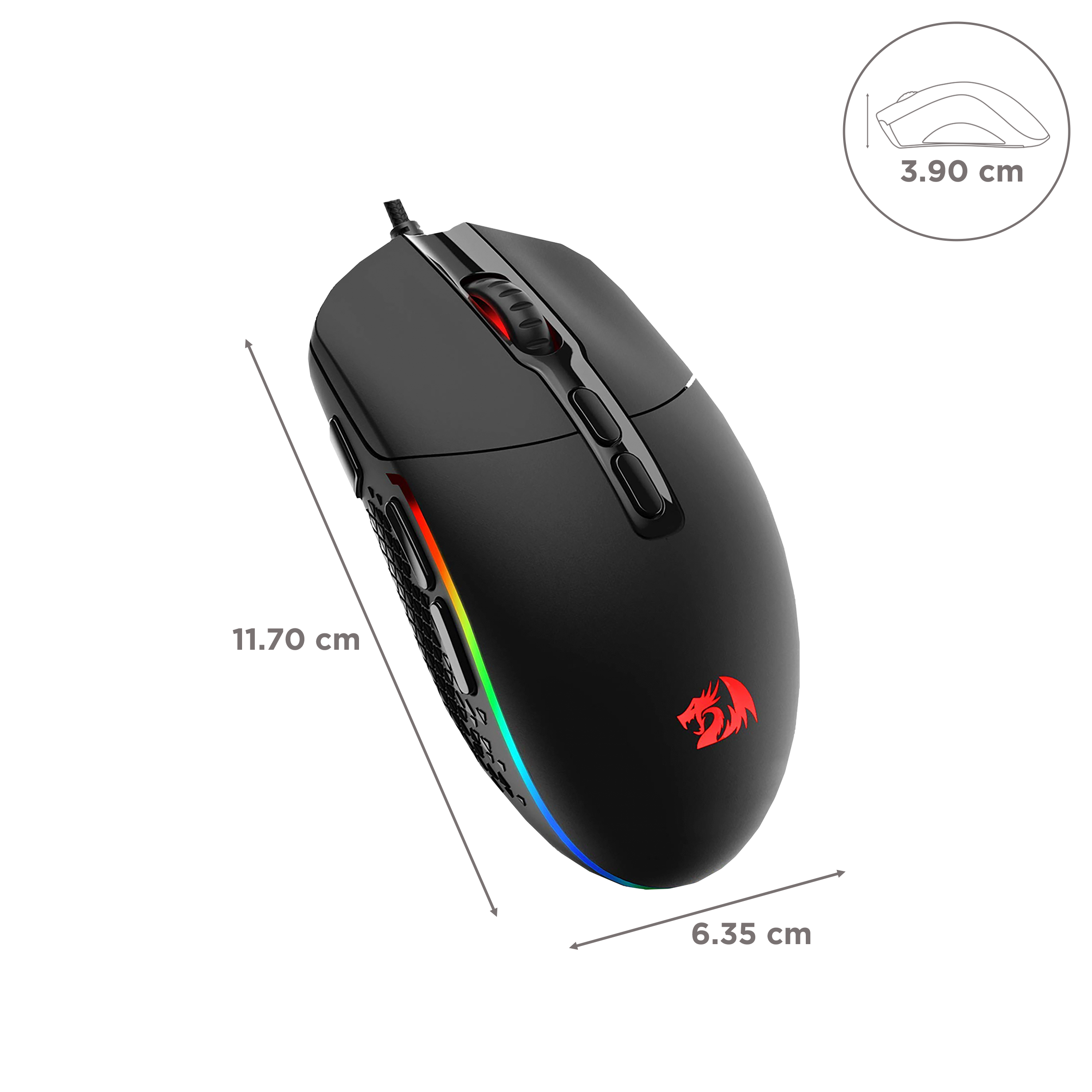 REDRAGON Invader Wired Optical Gaming Mouse (5000 DPI Adjustable, Fire Button, Black)_3