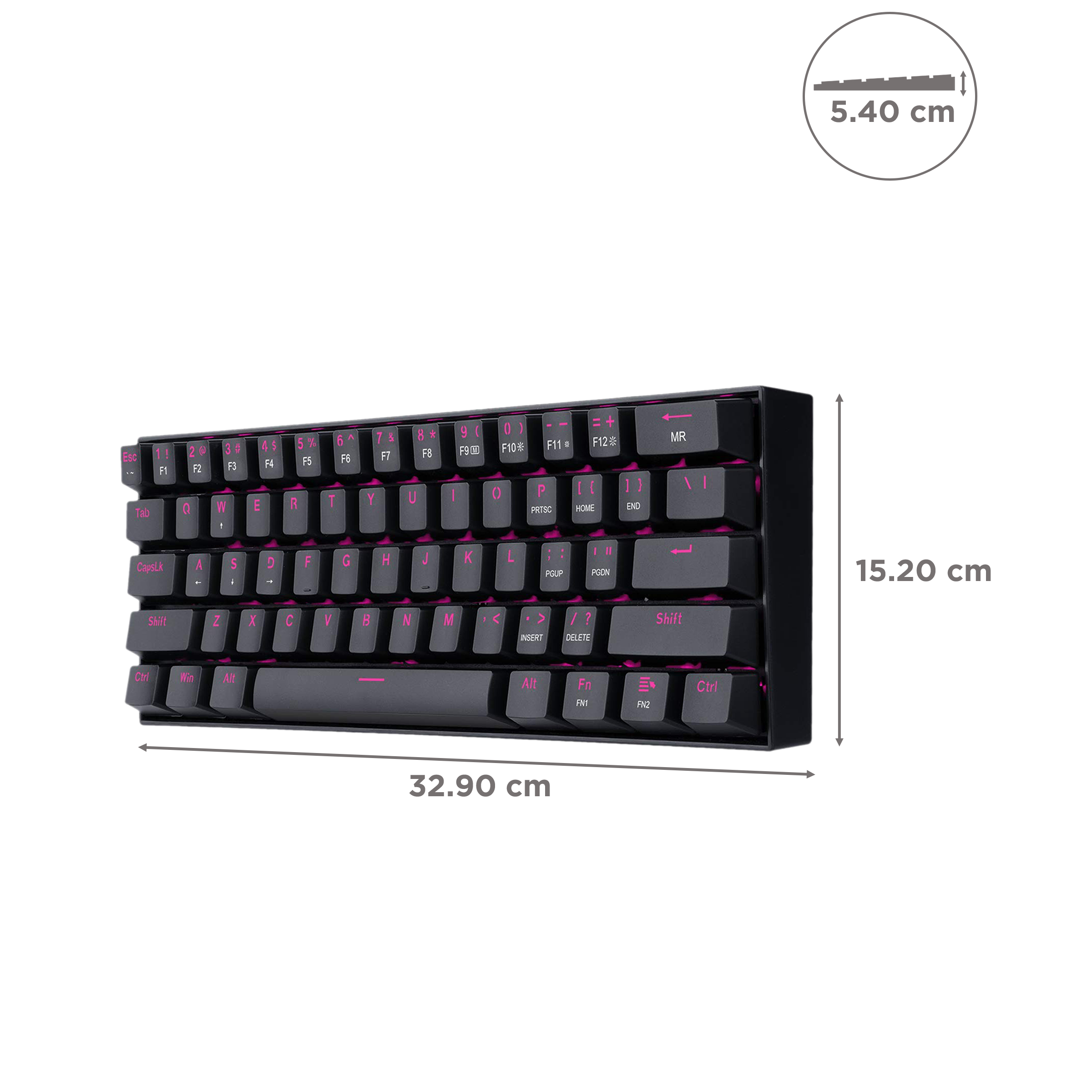REDRAGON Dragon Born K630 Wired Keyboard with RGB Backlit Keys (Vibrant Pink Lighting, Black)_3