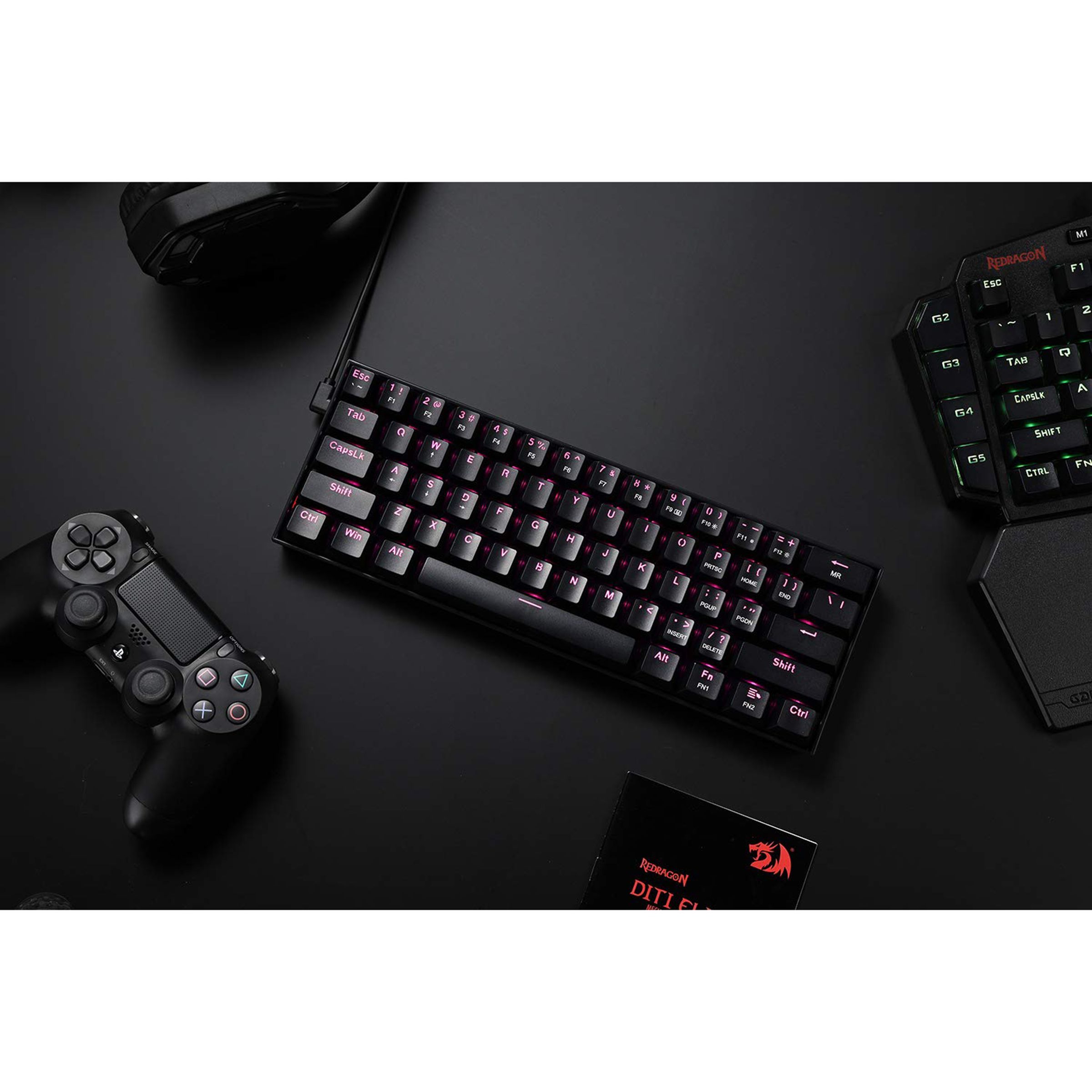 REDRAGON Dragon Born K630 Wired Keyboard with RGB Backlit Keys (Vibrant Pink Lighting, Black)_7