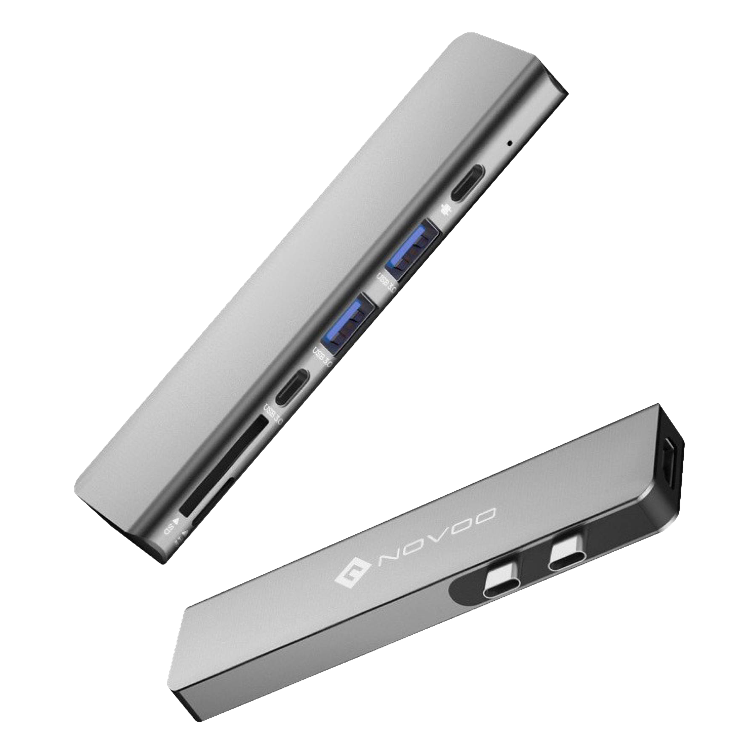 NOVOO 7-in-2 USB 3.0 Type C to USB 3.0 Type C, USB Type A, SD Card Slot, MicroSD Card Slot, HDMI USB Hub (4K Video Resolution, Grey)_1
