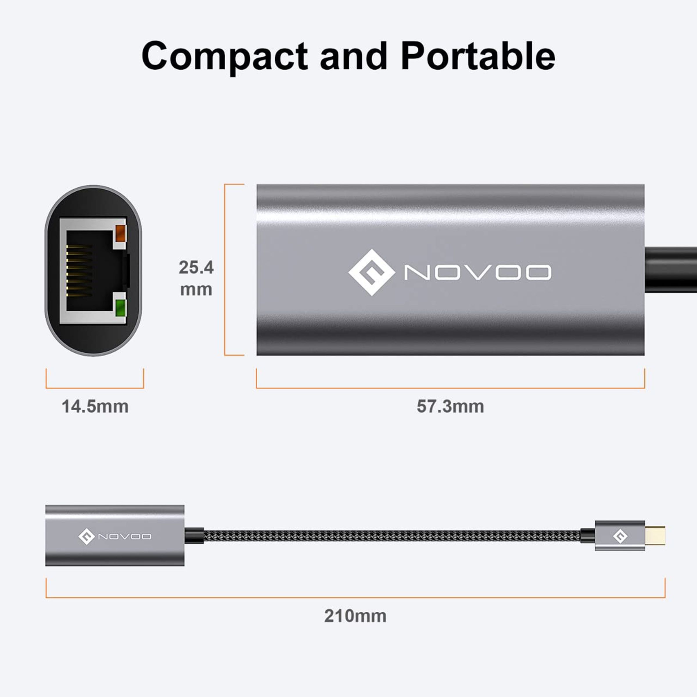NOVOO USB 3.1 Type C to LAN Port Adapter (Universal Compatibility, Black) NOVOO USB 3.1 Type C to LAN Port Adapter (Universal Compatibility, Black)_5