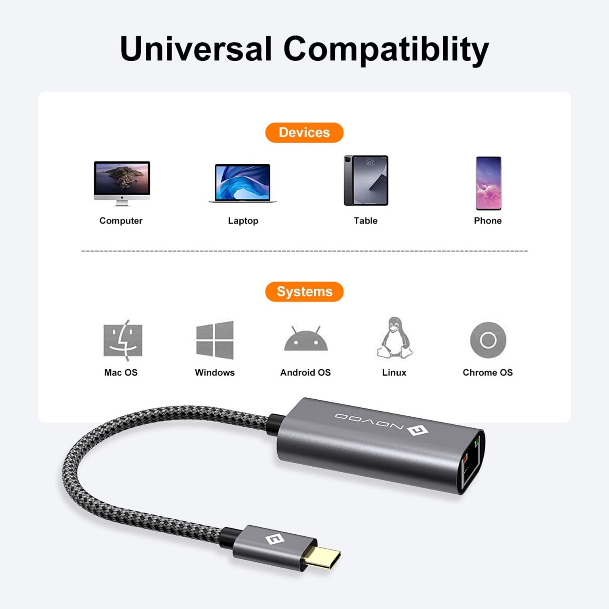 NOVOO USB 3.1 Type C to LAN Port Adapter (Universal Compatibility, Black) NOVOO USB 3.1 Type C to LAN Port Adapter (Universal Compatibility, Black)_6