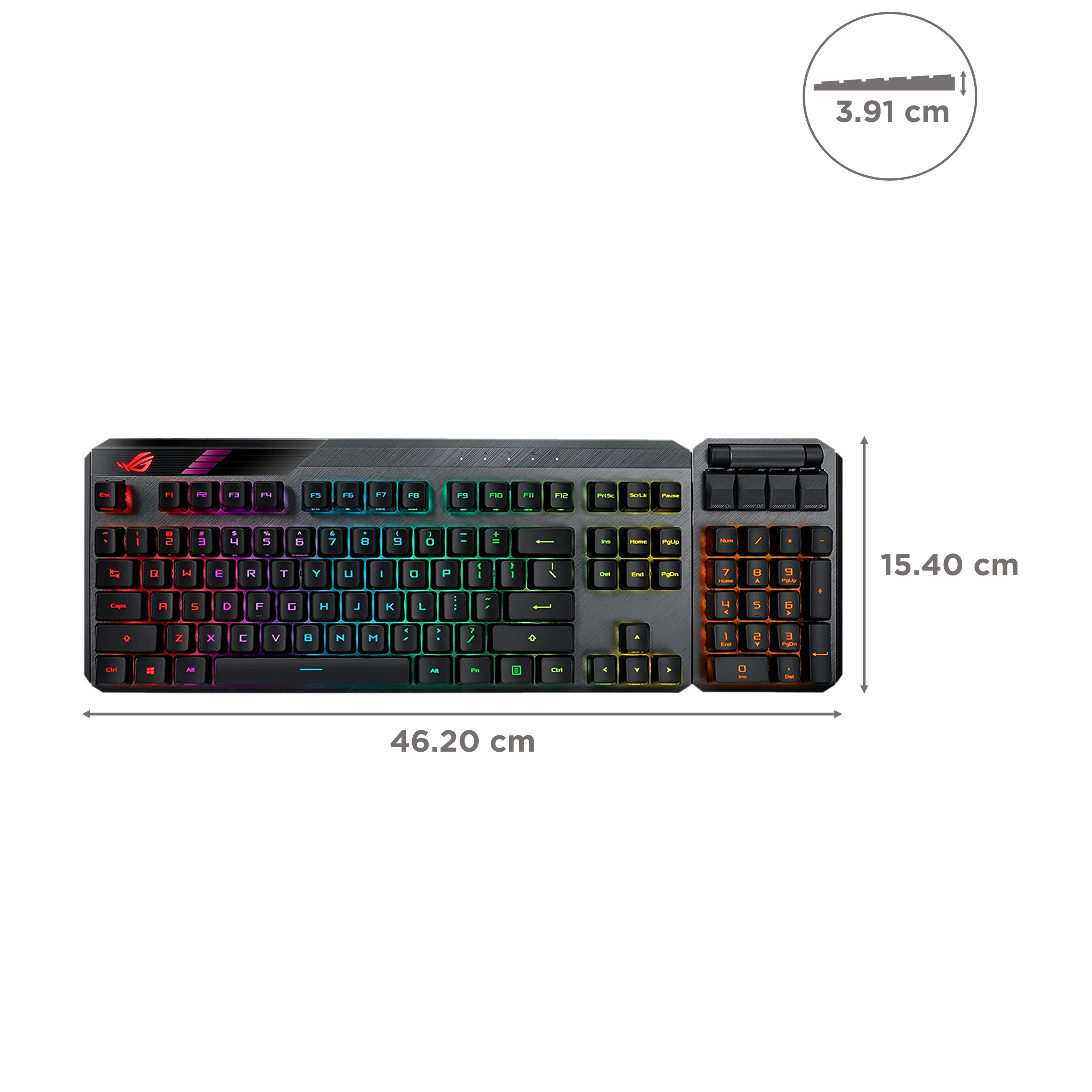 ASUS ROG Claymore II Rechargeable 2.4GHz Wired & Wireless Gaming Keyboard with Optical Mechanical Switches (Extra Customizable Clicky Hotkeys, Black)_3