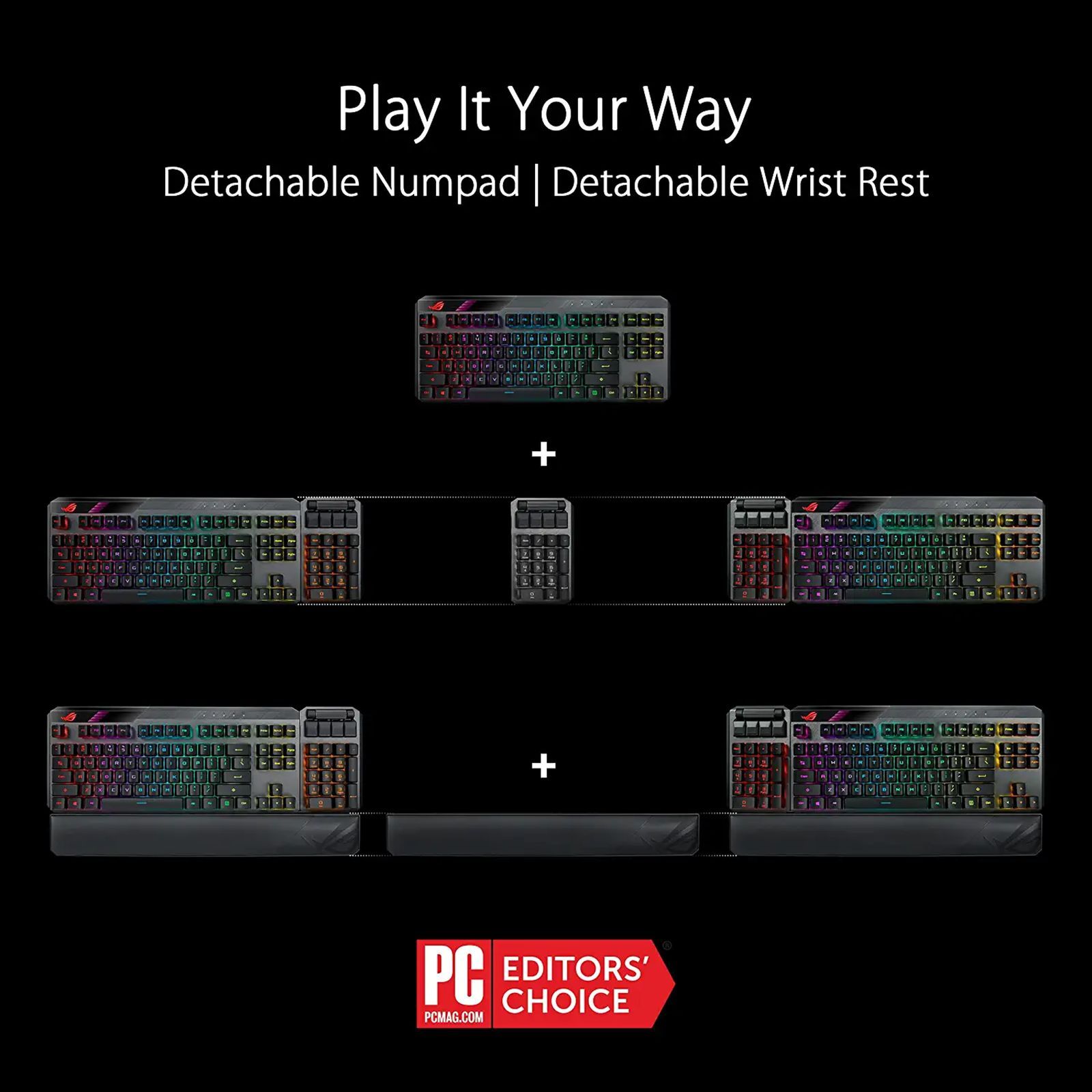 ASUS ROG Claymore II Rechargeable 2.4GHz Wired & Wireless Gaming Keyboard with Optical Mechanical Switches (Extra Customizable Clicky Hotkeys, Black)_5