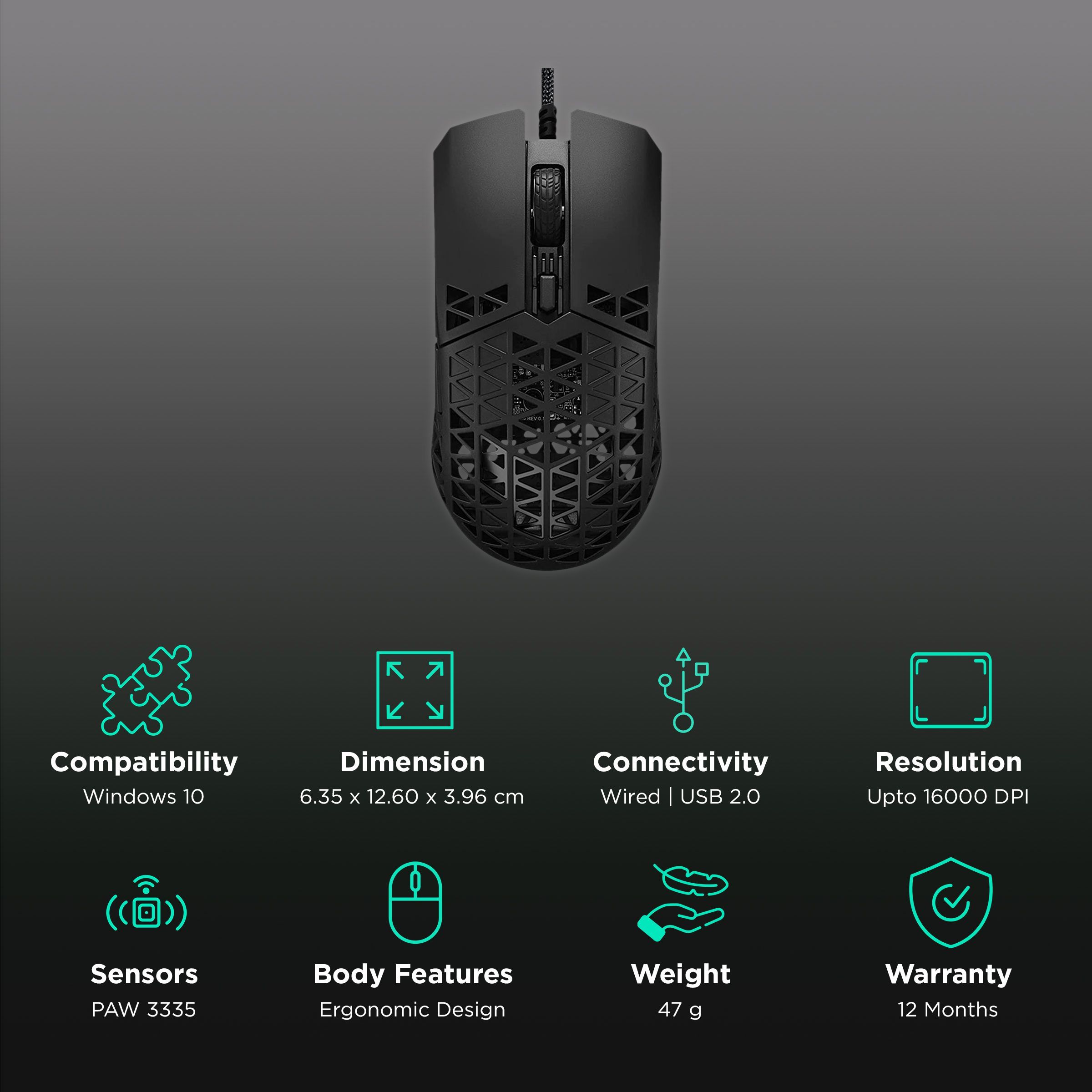 ASUS TUF M4 Air Wired Optical Gaming Mouse (16000 DPI, Ergonomic Design, Black)_2