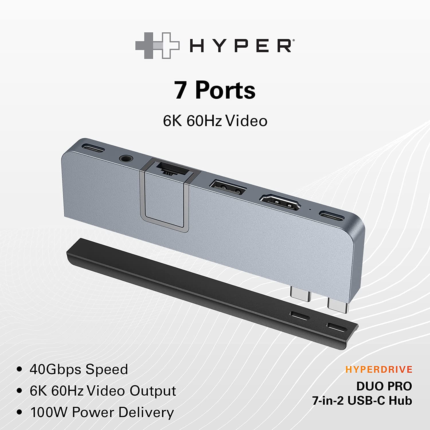HYPERDRIVE DUO PRO 7-in-2 USB 3.0 Type C to USB 3.1 Type C, USB 3.1 Type A, HDMI Type A, LAN Port, 3.5mm Stereo, MicroSD Card Slot, Thunderbolt 4/USB4 USB Hub (Magnetic Grip, Space Grey)_7