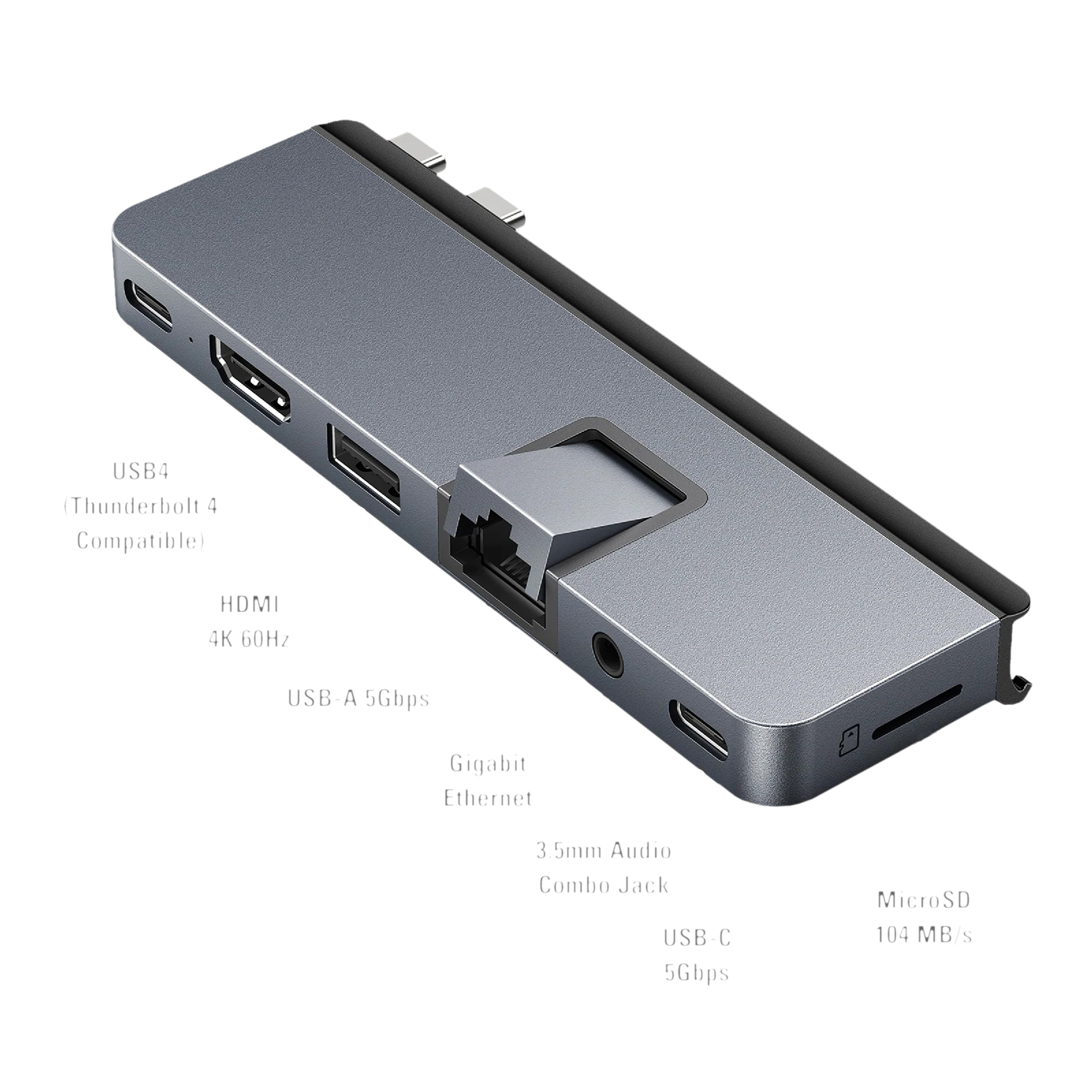 HYPERDRIVE DUO PRO 7-in-2 USB 3.0 Type C to USB 3.1 Type C, USB 3.1 Type A, HDMI Type A, LAN Port, 3.5mm Stereo, MicroSD Card Slot, Thunderbolt 4/USB4 USB Hub (Magnetic Grip, Space Grey)_10