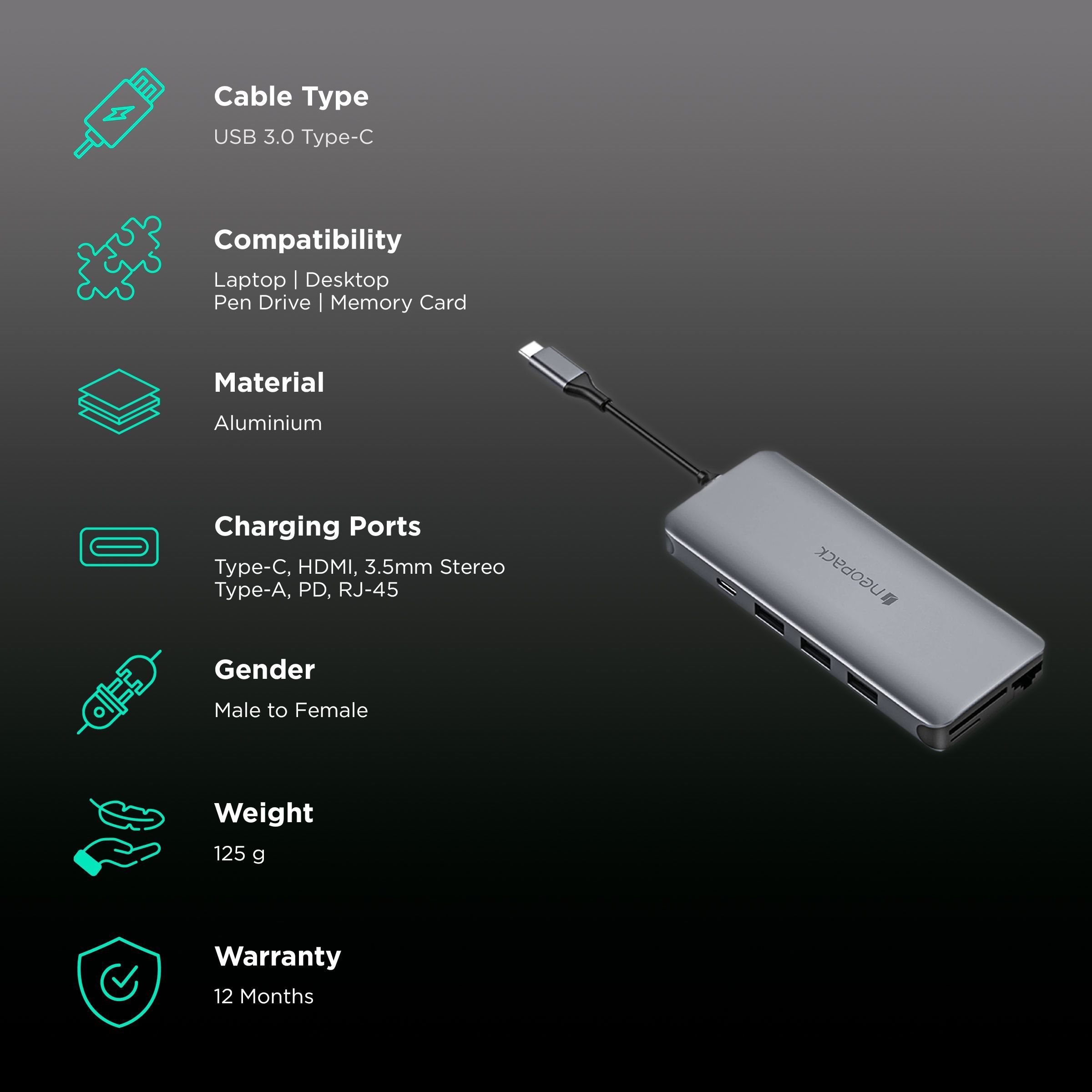neopack 12-in-1 USB 3.0 Type C to USB 3.0 Type C, HDMI Type A, LAN Port, SD Card Slot, TF Card, 3.5mm Stereo, USB 3.0 Type A, USB 2.0 Type A Docking Station (Pass-Through Charging, Space Grey) neopack 12-in-1 USB 3.0 Type C to USB 3.0 Type C, HDMI Type A, LAN Port, SD Card Slot, TF Card, 3.5mm Stereo, USB 3.0 Type A, USB 2.0 Type A Docking Station (Pass-Through Charging, Space Grey)_2