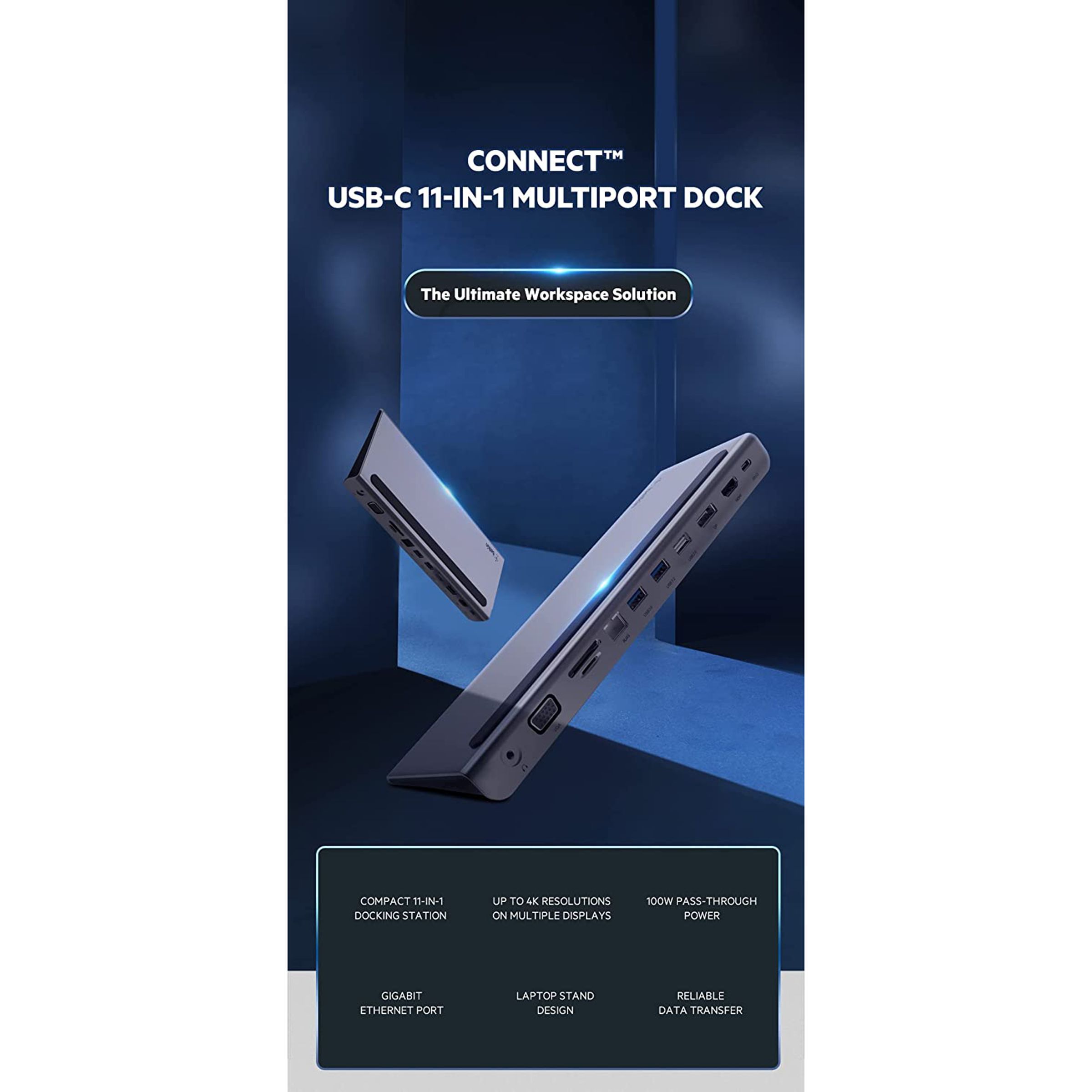 belkin Connect 11-in-1 USB 3.0 Type C to 3.5mm Stereo, VGA Port, SD Card Slot, MicroSD Card Slot, HDMI 1.4, USB 2.0 Type A, USB 3.0 Type A, USB 3.0 Type C, LAN Port, DisplayPort 1.2 Multi-Port Hub (Supports 100W Pass-Through Power, Space Grey)_7