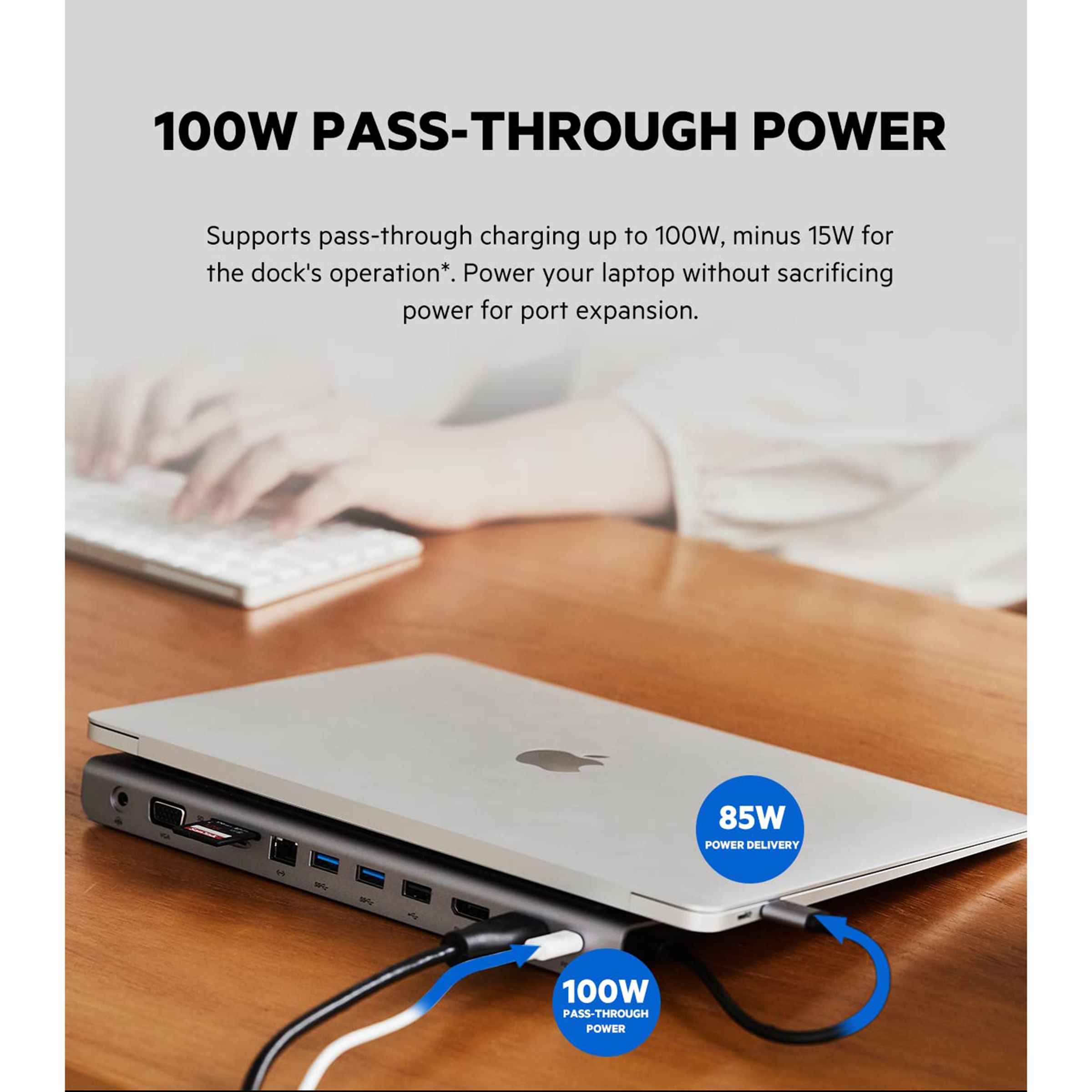 belkin Connect 11-in-1 USB 3.0 Type C to 3.5mm Stereo, VGA Port, SD Card Slot, MicroSD Card Slot, HDMI 1.4, USB 2.0 Type A, USB 3.0 Type A, USB 3.0 Type C, LAN Port, DisplayPort 1.2 Multi-Port Hub (Supports 100W Pass-Through Power, Space Grey)_13