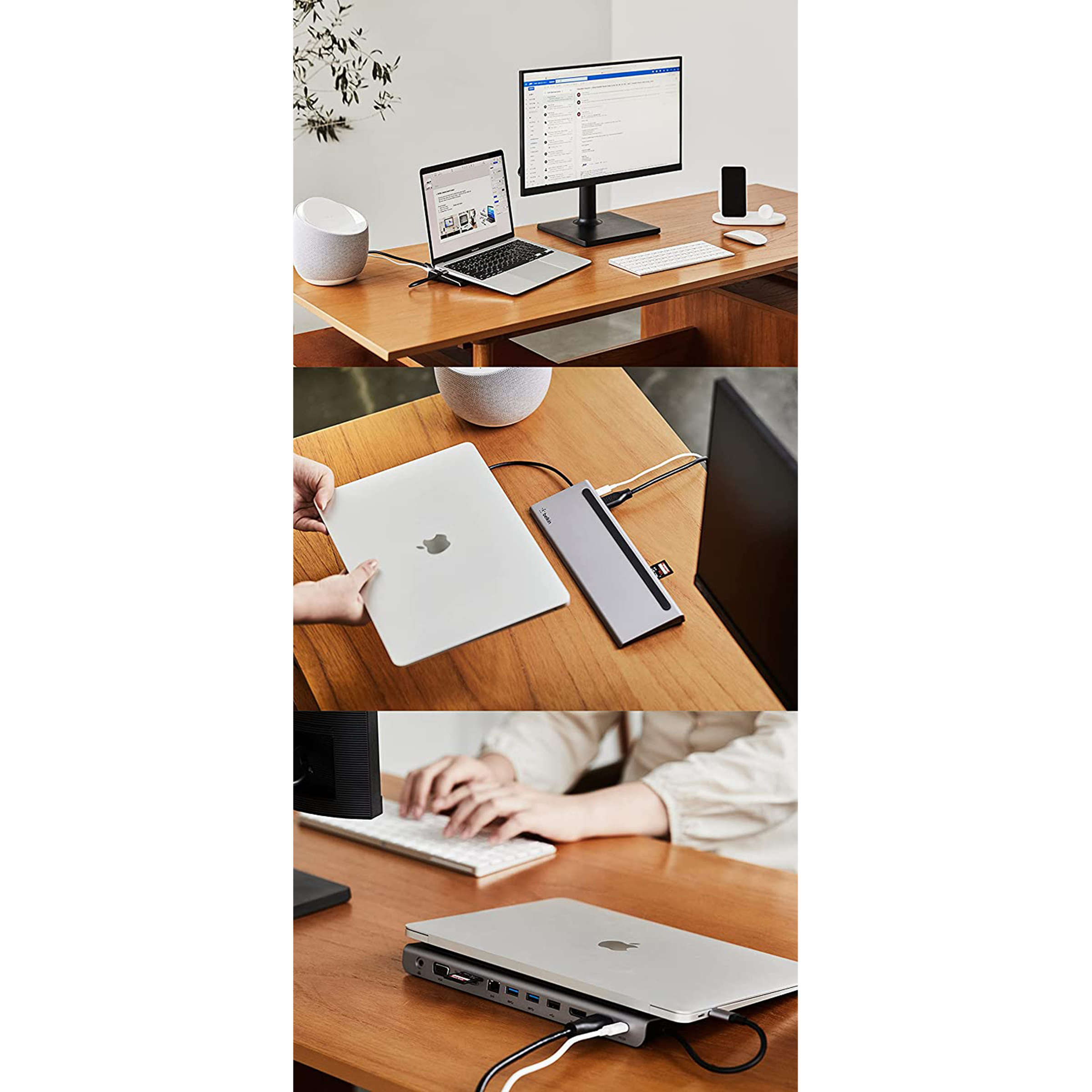 belkin Connect 11-in-1 USB 3.0 Type C to 3.5mm Stereo, VGA Port, SD Card Slot, MicroSD Card Slot, HDMI 1.4, USB 2.0 Type A, USB 3.0 Type A, USB 3.0 Type C, LAN Port, DisplayPort 1.2 Multi-Port Hub (Supports 100W Pass-Through Power, Space Grey)_16