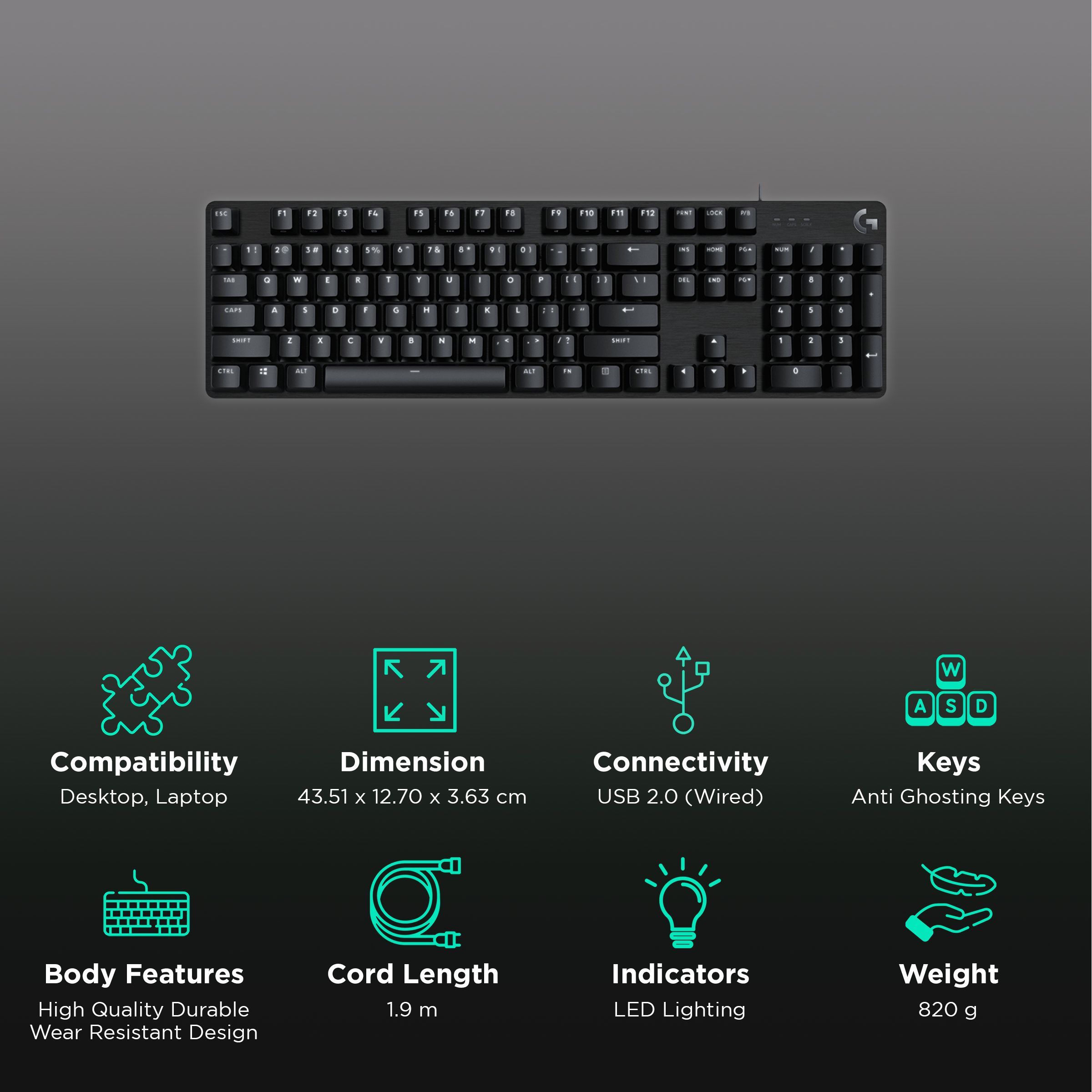 logitech G413 SE Wired Gaming Keyboard with Backlit Keys (Heat Resistant, Black) logitech G413 SE Wired Gaming Keyboard with Backlit Keys (Heat Resistant, Black)_2