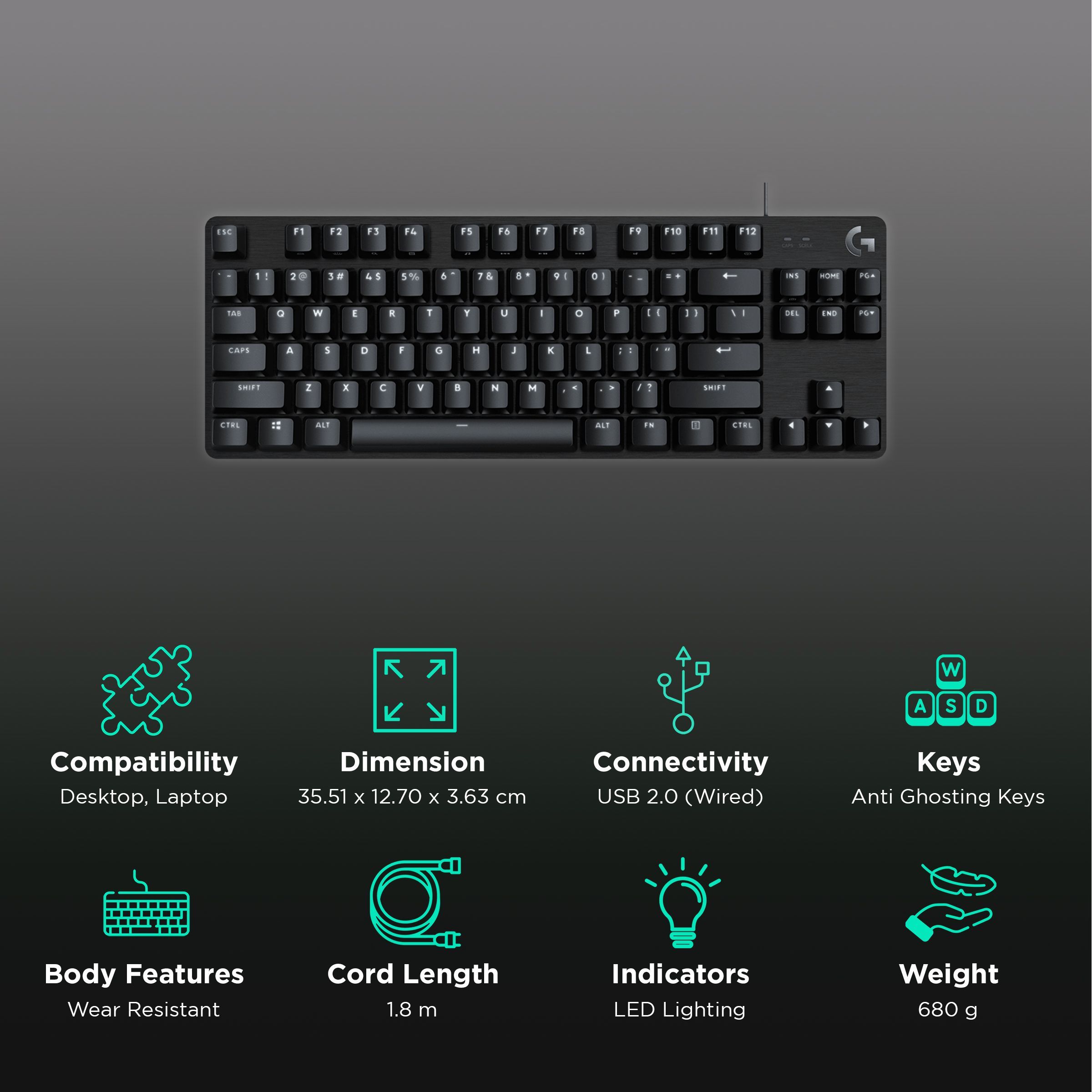 logitech G413 TKL SE Wired Gaming Keyboard with Backlit Keys (Heat Resistant, Black) logitech G413 TKL SE Wired Gaming Keyboard with Backlit Keys (Heat Resistant, Black)_2
