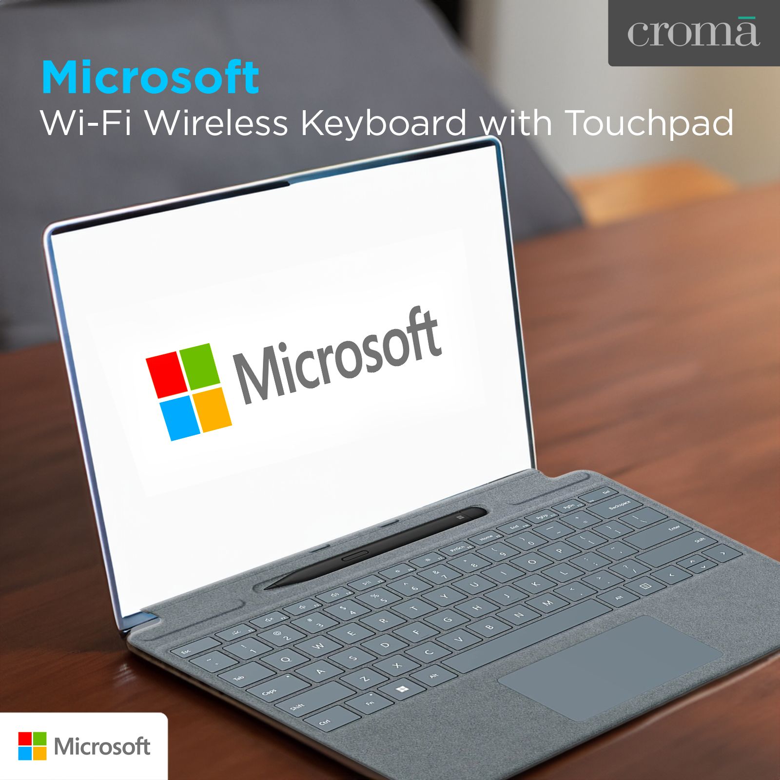 Microsoft Wi-Fi Wireless Keyboard with Touchpad (Backlit Keys, Icy Blue) Microsoft Wi-Fi Wireless Keyboard with Touchpad (Backlit Keys, Icy Blue)_2