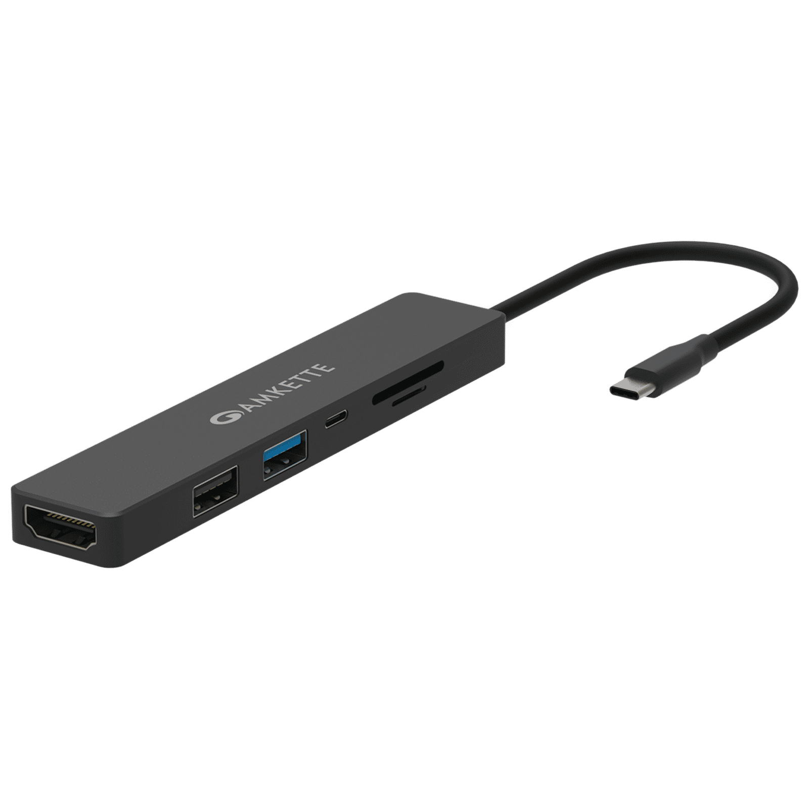 AMKETTE 6-in-1 USB 3.0 Type C to HDMI Type A, USB 3.0 Type A, USB 2.0 Type A, USB 3.0 Type C, SD Card Slot, MicroSD Card Slot Multi-Port Hub (Up to 5 Gbps Data Transfer, Black) AMKETTE 6-in-1 USB 3.0 Type C to HDMI Type A, USB 3.0 Type A, USB 2.0 Type A, USB 3.0 Type C, SD Card Slot, MicroSD Card Slot Multi-Port Hub (Up to 5 Gbps Data Transfer, Black)_1