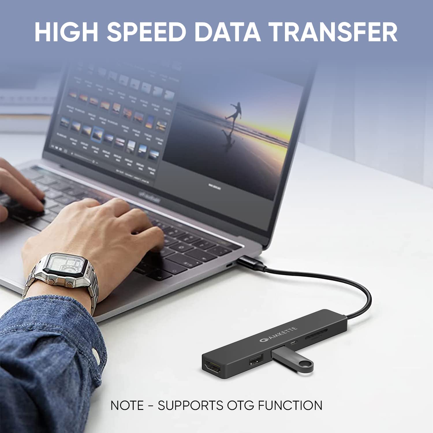 AMKETTE 6-in-1 USB 3.0 Type C to HDMI Type A, USB 3.0 Type A, USB 2.0 Type A, USB 3.0 Type C, SD Card Slot, MicroSD Card Slot Multi-Port Hub (Up to 5 Gbps Data Transfer, Black) AMKETTE 6-in-1 USB 3.0 Type C to HDMI Type A, USB 3.0 Type A, USB 2.0 Type A, USB 3.0 Type C, SD Card Slot, MicroSD Card Slot Multi-Port Hub (Up to 5 Gbps Data Transfer, Black)_5