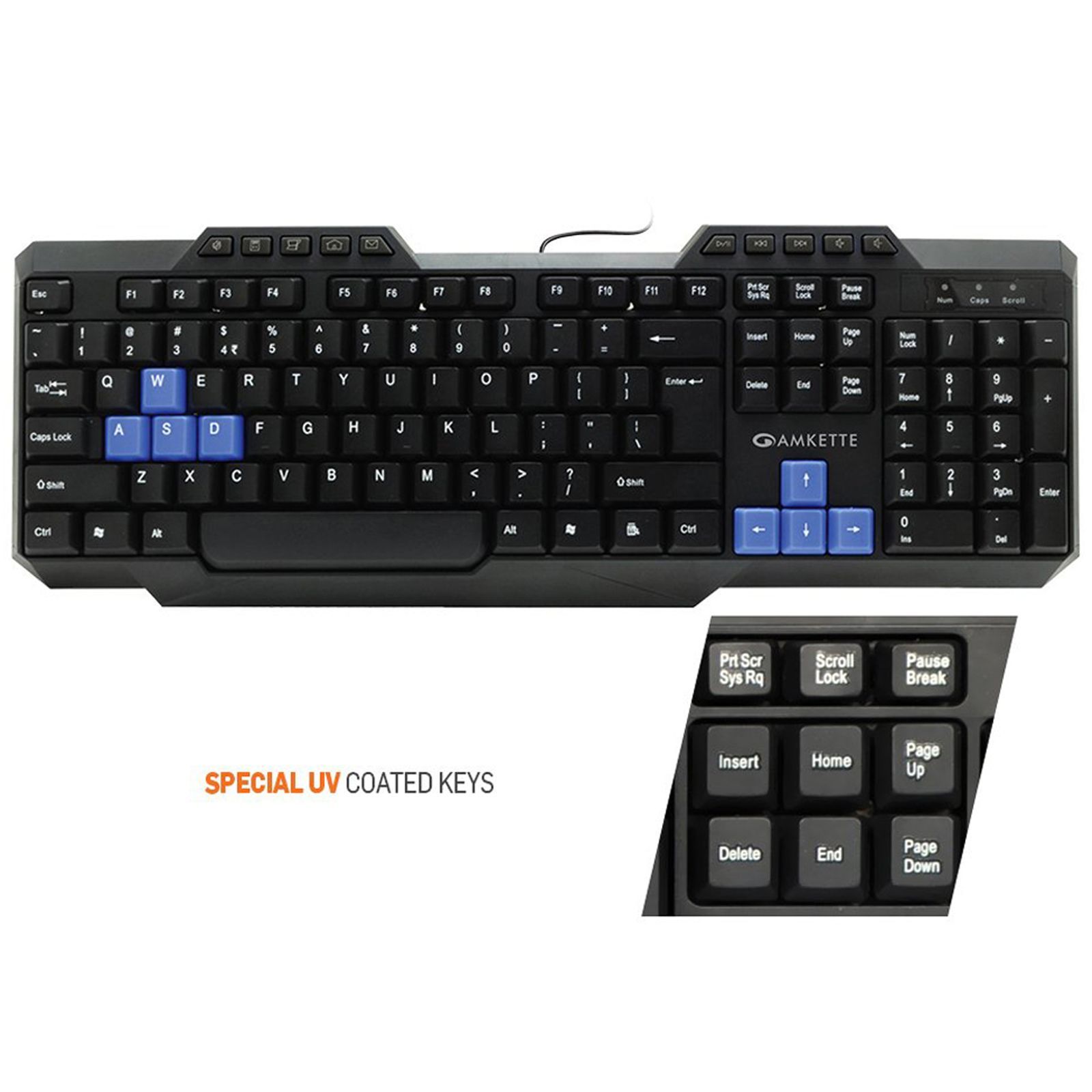 AMKETTE Xcite Neo Wired Keyboard with Backlit Keys (Spill Resistant, Black)_8