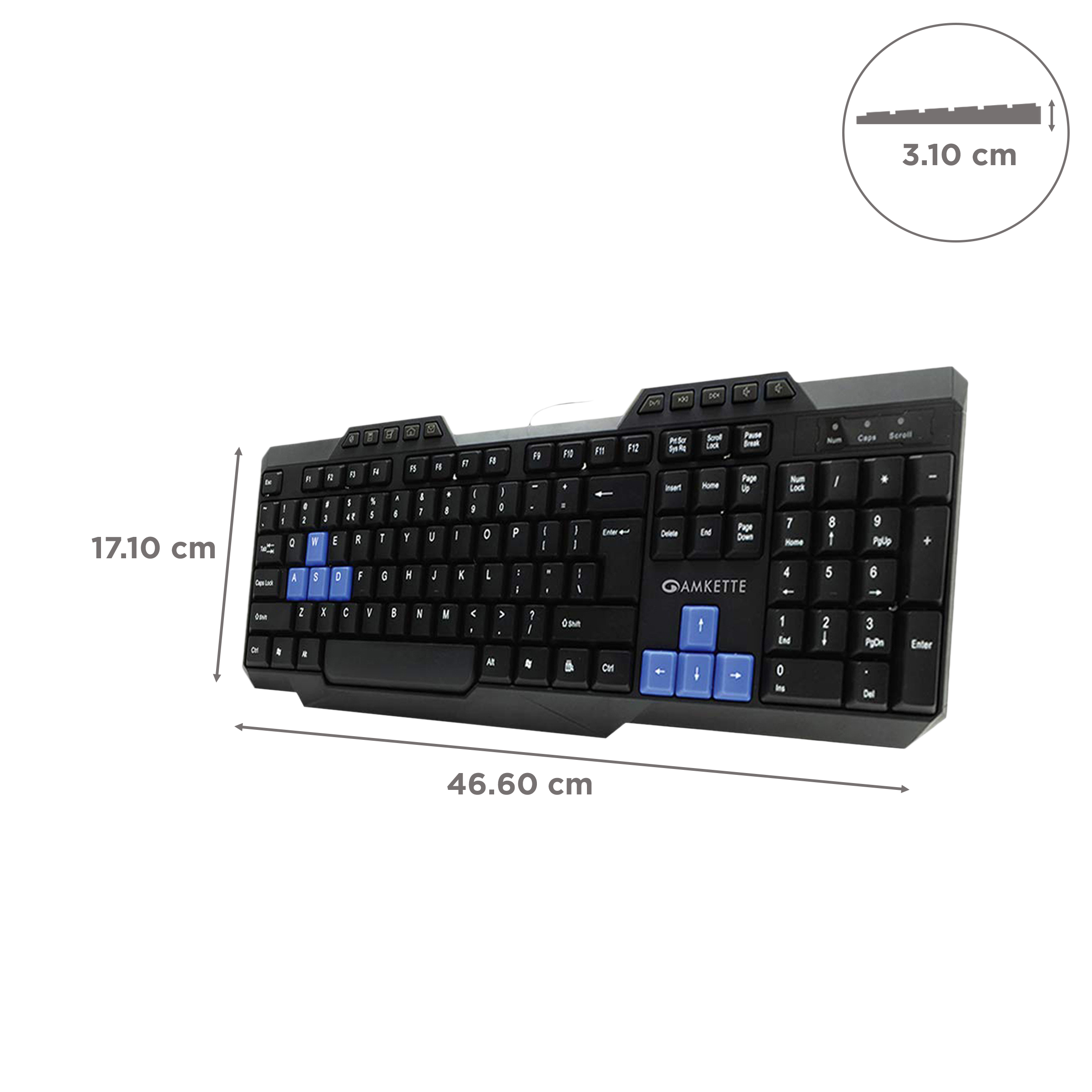 AMKETTE Xcite Neo Wired Keyboard with Backlit Keys (Spill Resistant, Black)_3