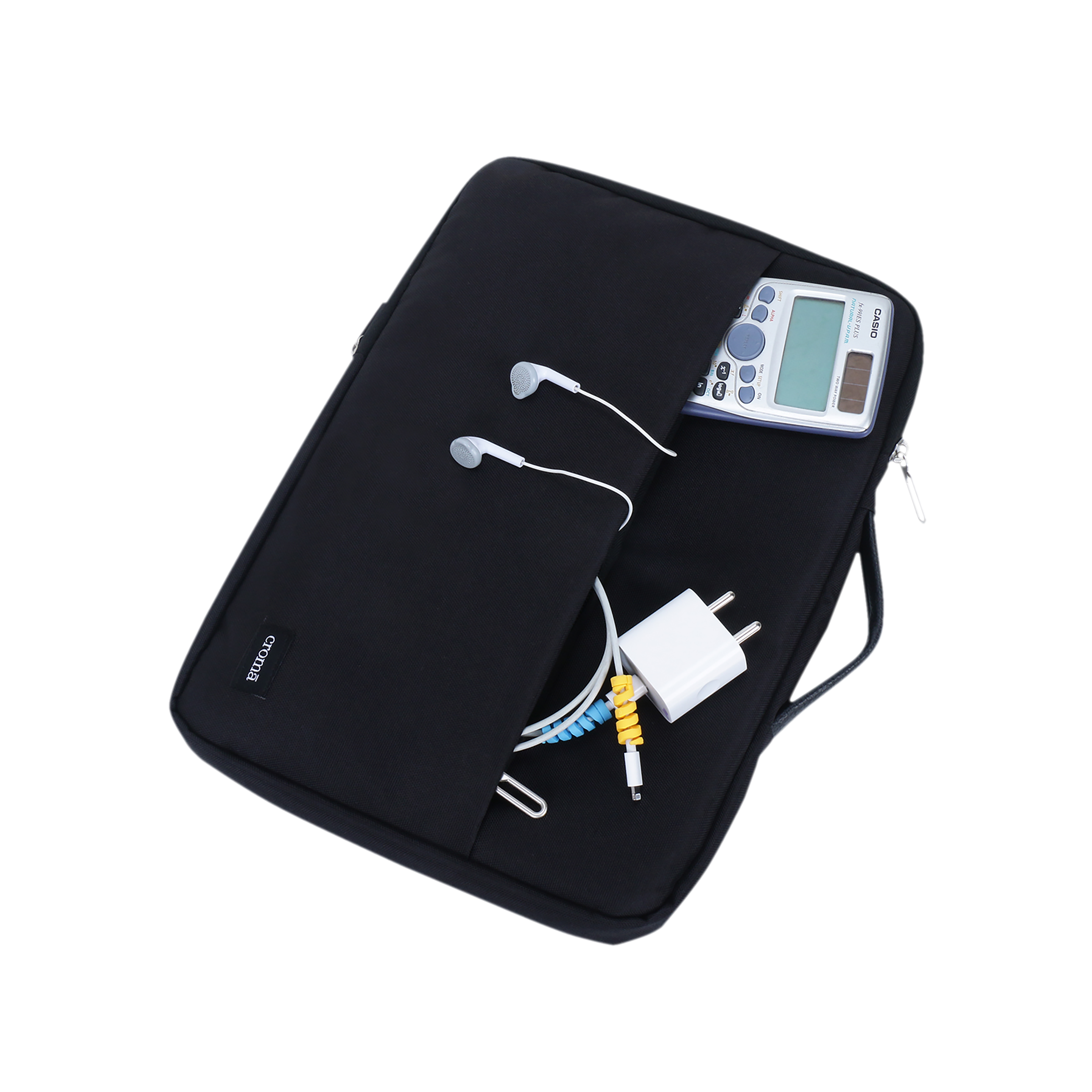 Croma Prime Fabric Laptop Sleeve for 14 Inch Laptop (Water Resistant, Black)_8