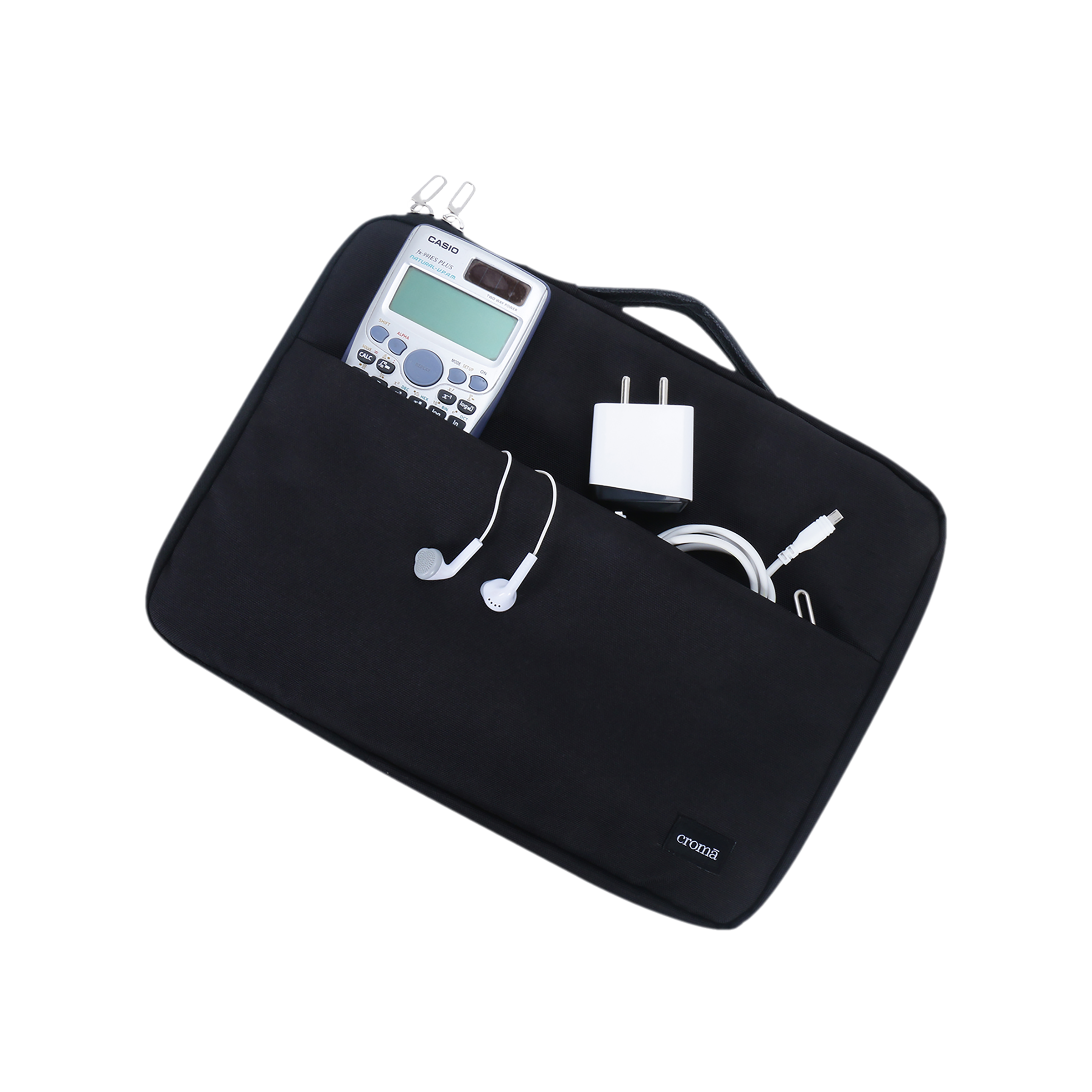 Croma Prime Fabric Laptop Sleeve for 14 Inch Laptop (Water Resistant, Black)_10