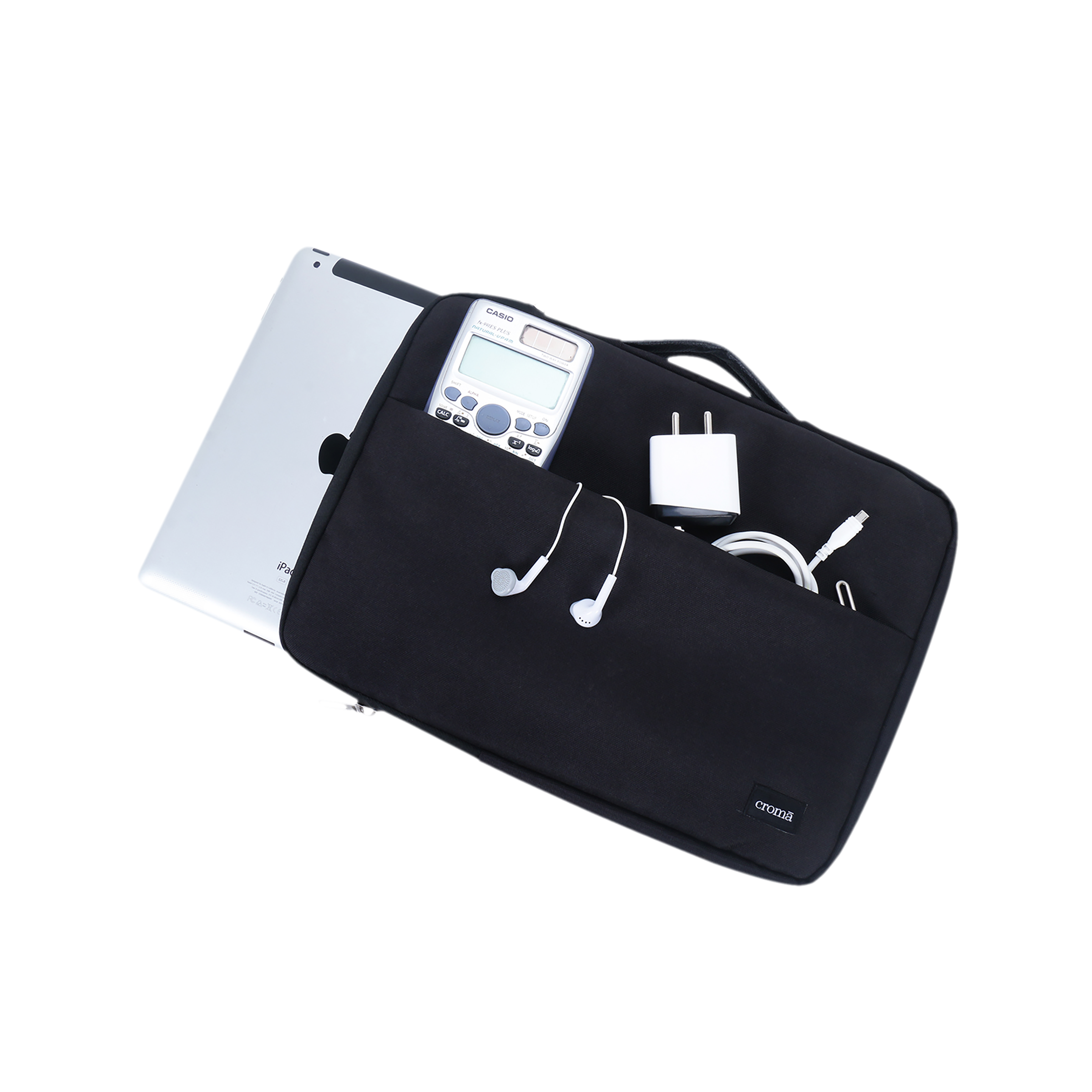 Croma Prime Fabric Laptop Sleeve for 14 Inch Laptop (Water Resistant, Black)_11