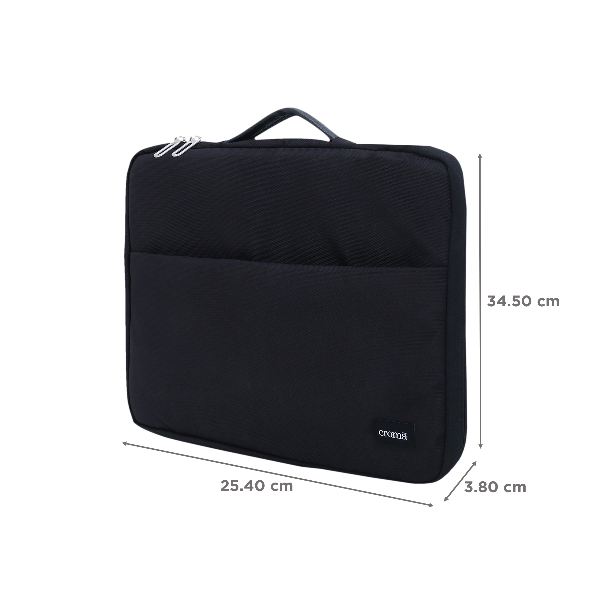 Croma Prime Fabric Laptop Sleeve for 14 Inch Laptop (Water Resistant, Black)_2