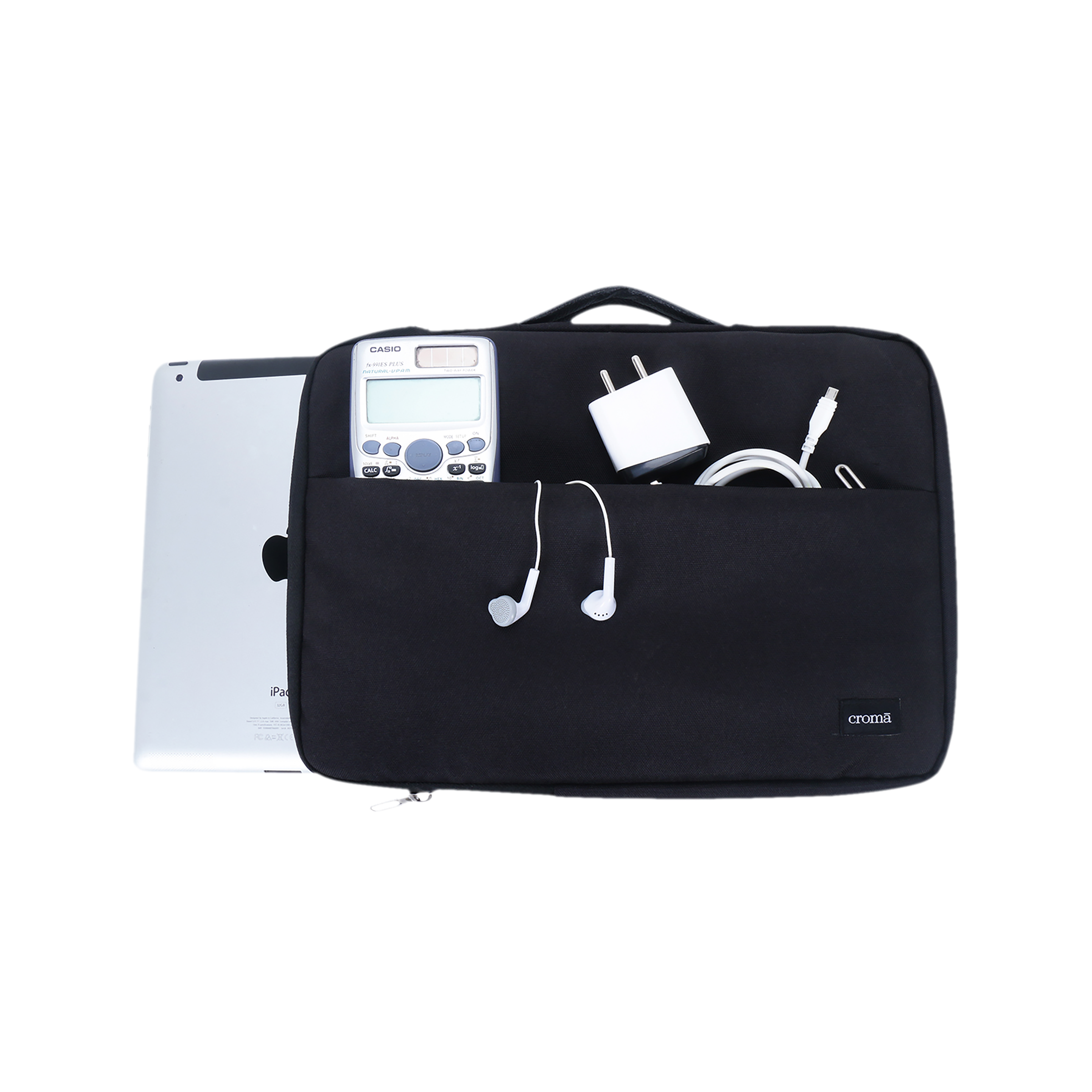 Croma Prime Fabric Laptop Sleeve for 14 Inch Laptop (Water Resistant, Black)_7