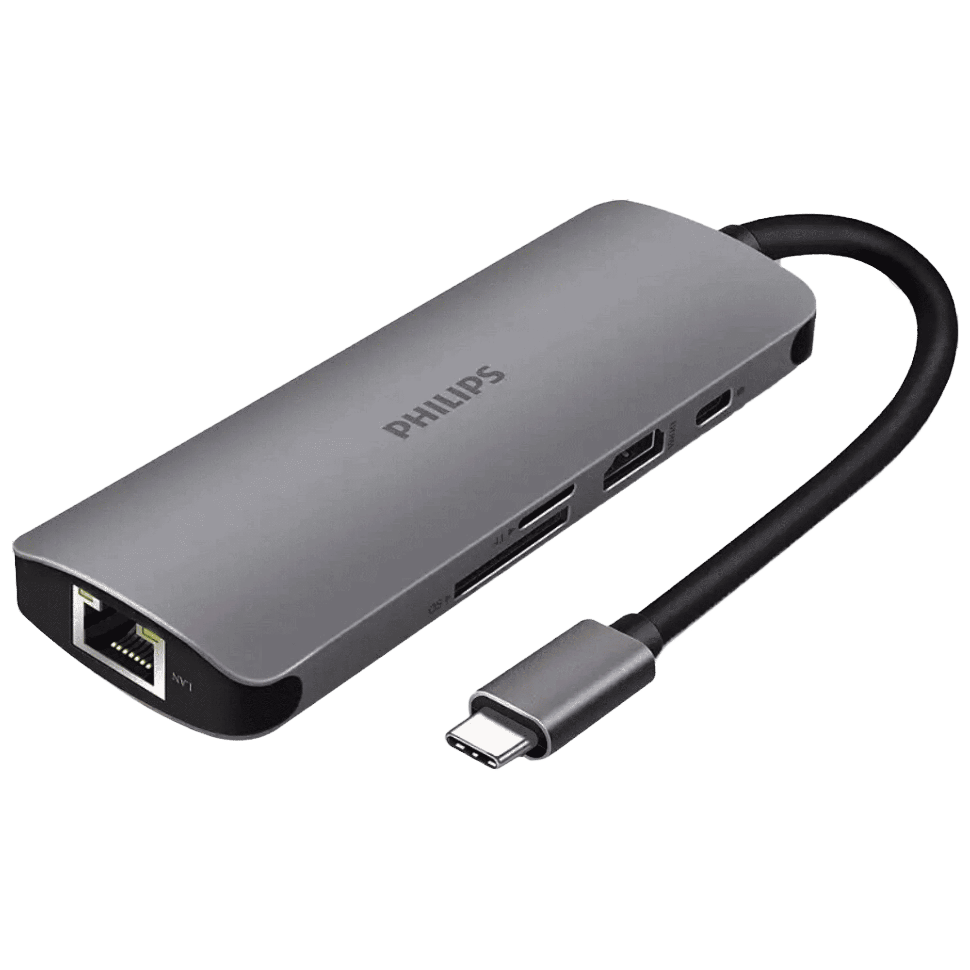 Philips 8-in-1 USB 3.0 Type C to RJ45, USB 3.0 Type A, USB 3.0 Type C, HDMI Type A, SD Card Slot, TF Card Reader USB Hub (5 Gbps Data Transfer Rate, Grey) Philips 8-in-1 USB 3.0 Type C to RJ45, USB 3.0 Type A, USB 3.0 Type C, HDMI Type A, SD Card Slot, TF Card Reader USB Hub (5 Gbps Data Transfer Rate, Grey)_1
