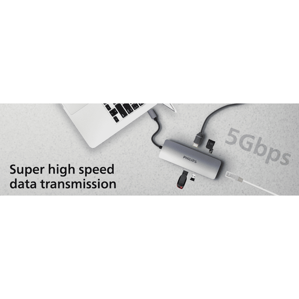 Philips 8-in-1 USB 3.0 Type C to RJ45, USB 3.0 Type A, USB 3.0 Type C, HDMI Type A, SD Card Slot, TF Card Reader USB Hub (5 Gbps Data Transfer Rate, Grey) Philips 8-in-1 USB 3.0 Type C to RJ45, USB 3.0 Type A, USB 3.0 Type C, HDMI Type A, SD Card Slot, TF Card Reader USB Hub (5 Gbps Data Transfer Rate, Grey)_10