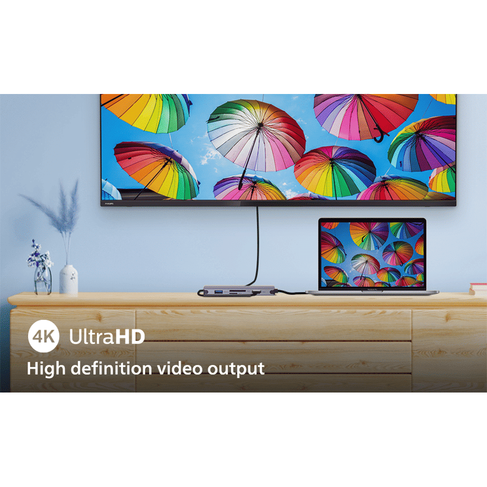 Philips 6-in-1 USB 3.0 Type C to RJ45, USB 3.0 Type C, USB 3.0 Type A, SD Card Slot, TF Card Reader, HDMI Type A USB Hub (5 Gbps Data Transfer Rate, Grey) Philips 6-in-1 USB 3.0 Type C to RJ45, USB 3.0 Type C, USB 3.0 Type A, SD Card Slot, TF Card Reader, HDMI Type A USB Hub (5 Gbps Data Transfer Rate, Grey)_6