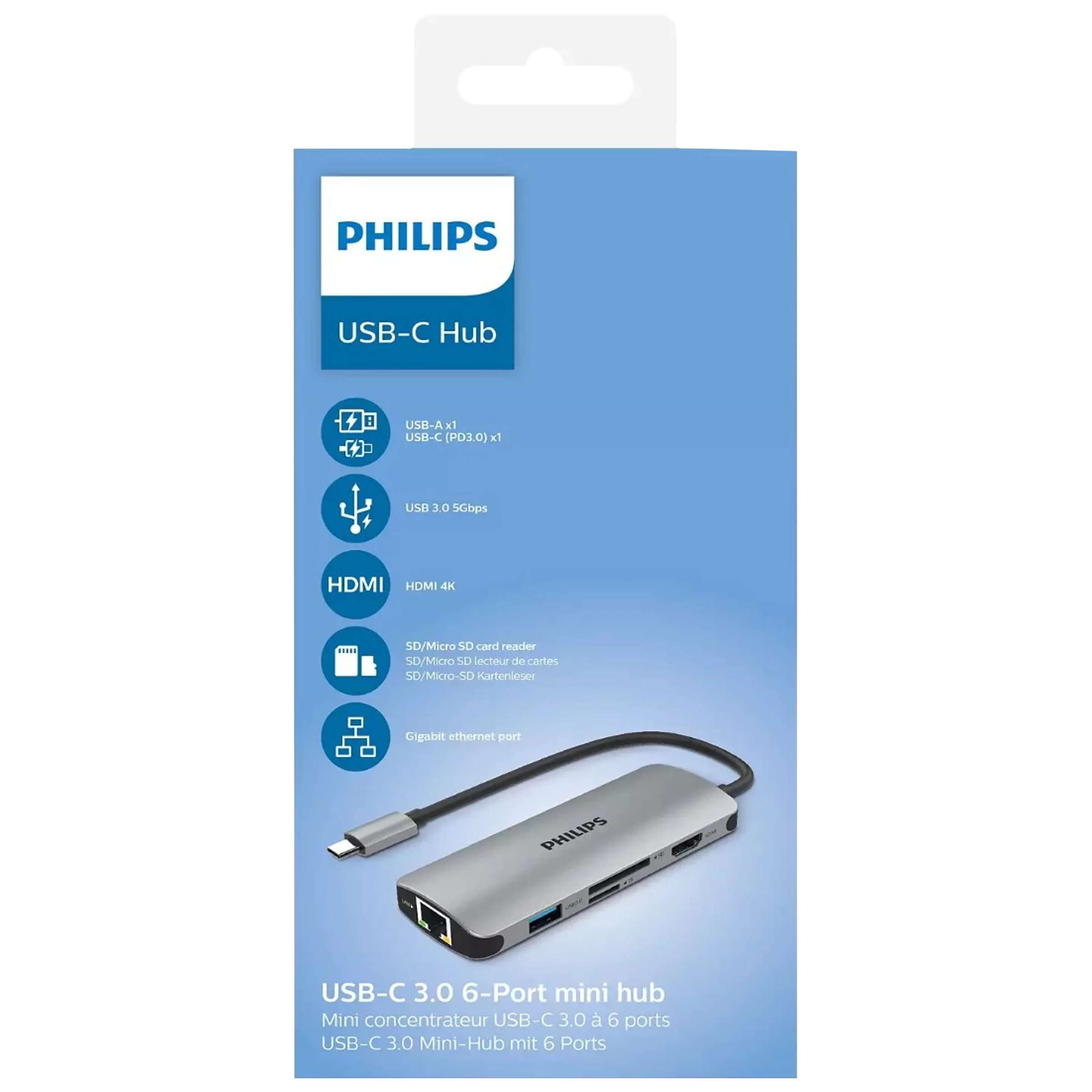 Philips 6-in-1 USB 3.0 Type C to RJ45, USB 3.0 Type C, USB 3.0 Type A, SD Card Slot, TF Card Reader, HDMI Type A USB Hub (5 Gbps Data Transfer Rate, Grey) Philips 6-in-1 USB 3.0 Type C to RJ45, USB 3.0 Type C, USB 3.0 Type A, SD Card Slot, TF Card Reader, HDMI Type A USB Hub (5 Gbps Data Transfer Rate, Grey)_9