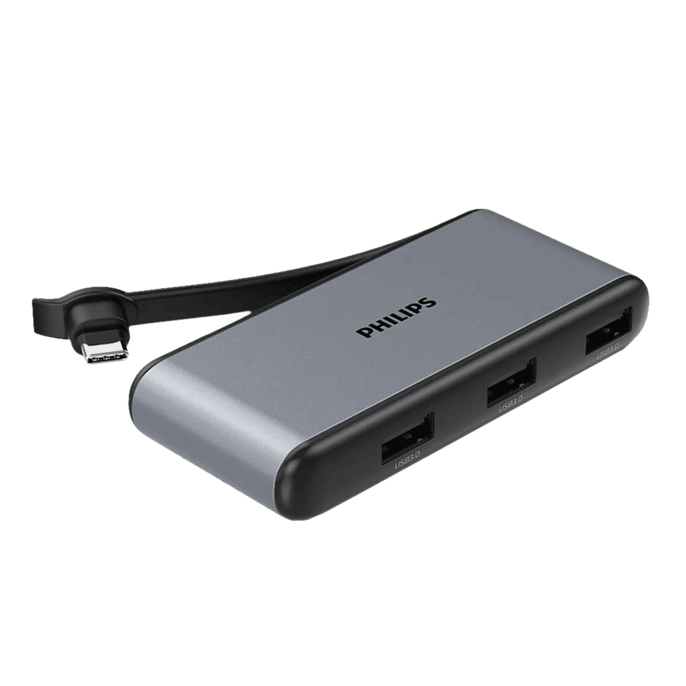 Philips 5-in-1 USB 3.1 Type C to USB 3.0 Type A, USB 3.0 Type C, HDMI Type A USB Hub (5 Gbps Data Transfer Rate, Grey)_1