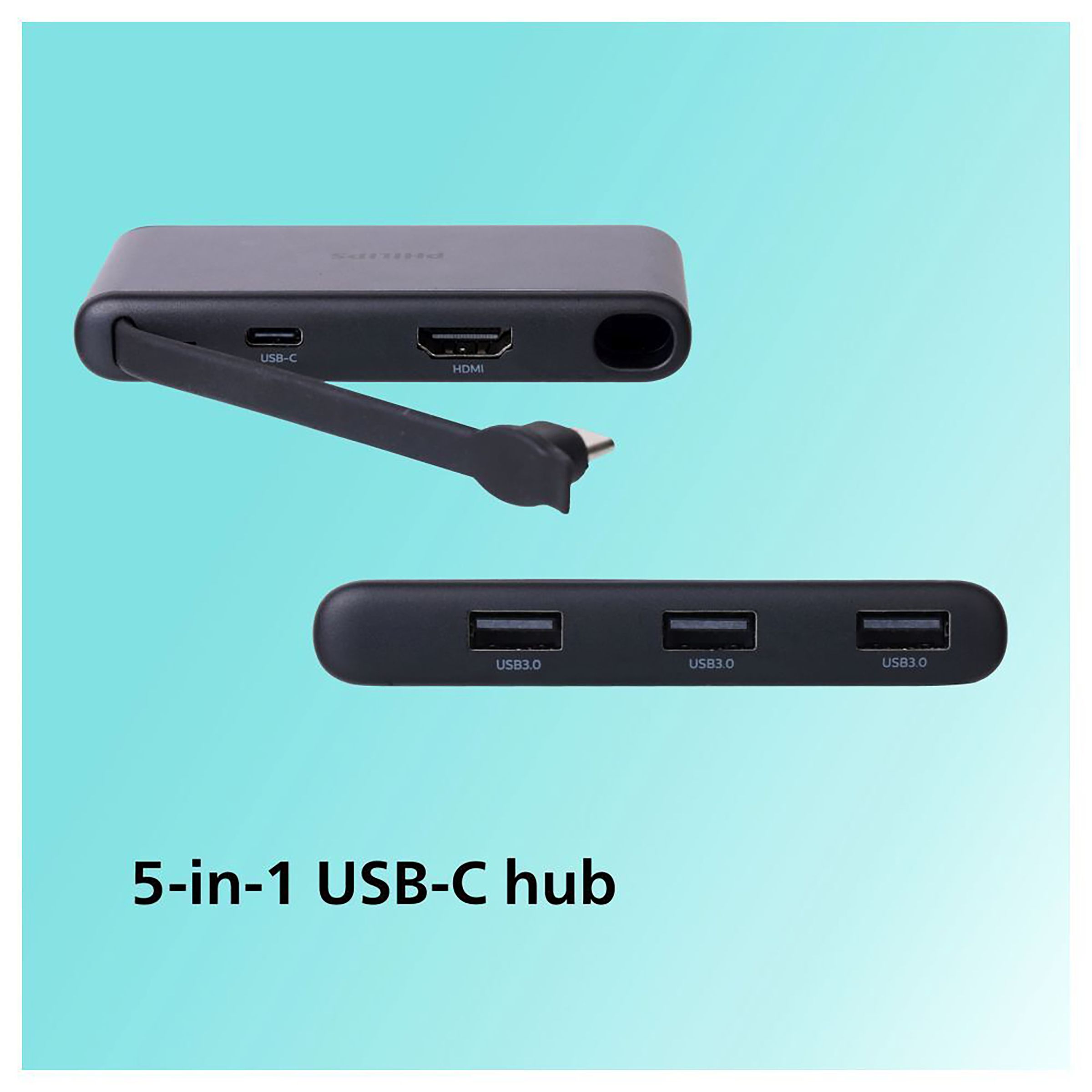 Philips 5-in-1 USB 3.1 Type C to USB 3.0 Type A, USB 3.0 Type C, HDMI Type A USB Hub (5 Gbps Data Transfer Rate, Grey)_4