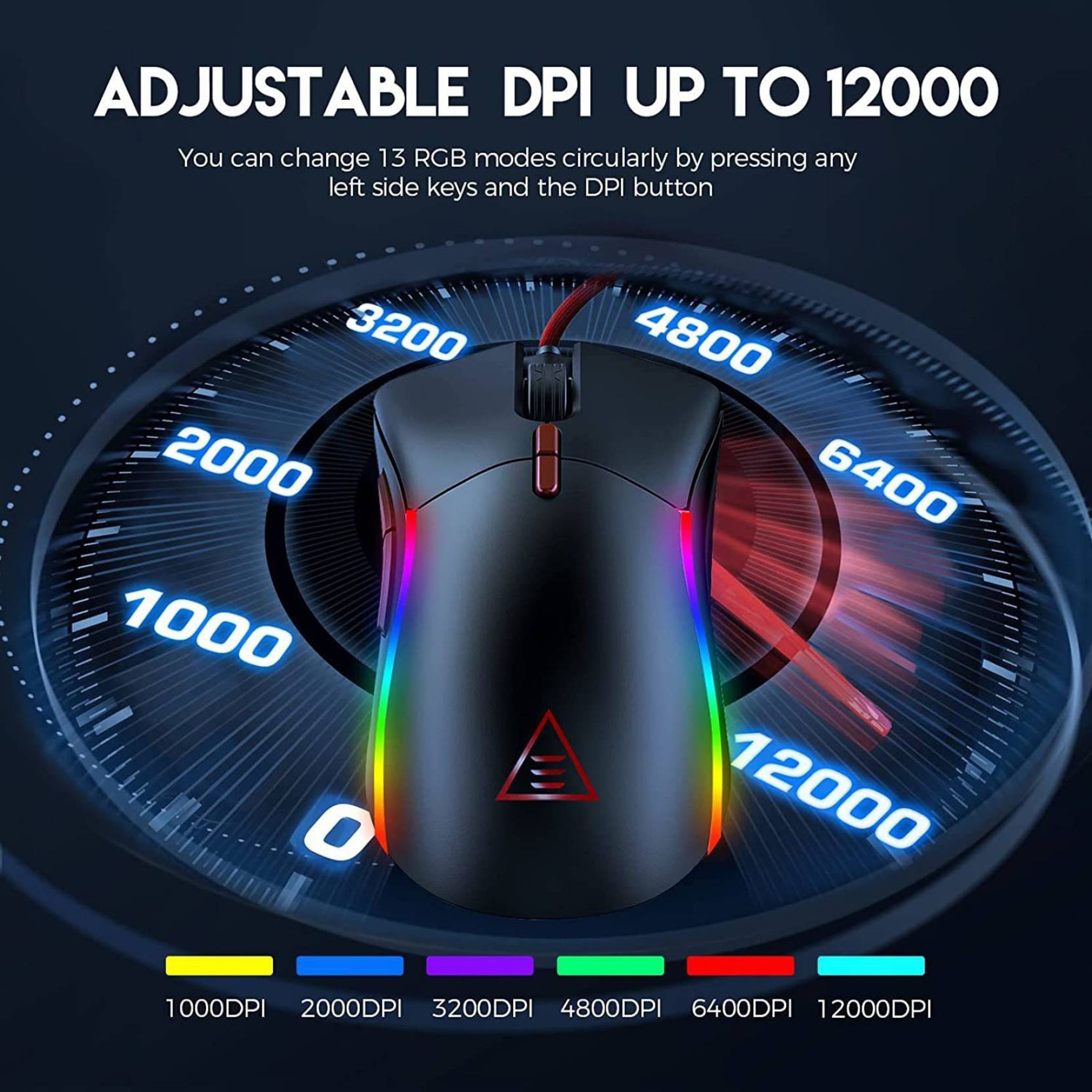 EKSA EM200 Wired Optical Gaming Mouse (12000 DPI Adjustable, Ergonomic Design, Black)_7