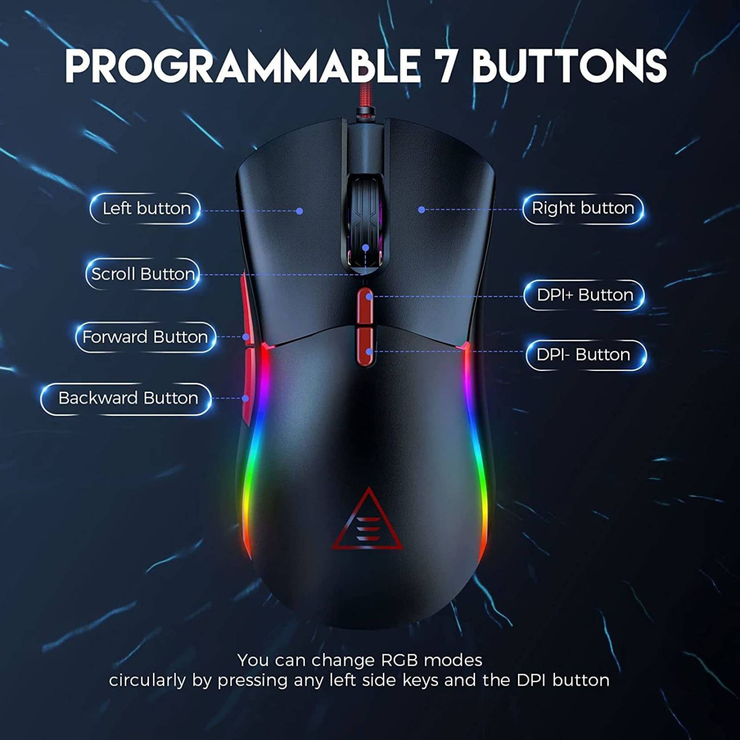 EKSA EM200 Wired Optical Gaming Mouse (12000 DPI Adjustable, Ergonomic Design, Black)_4