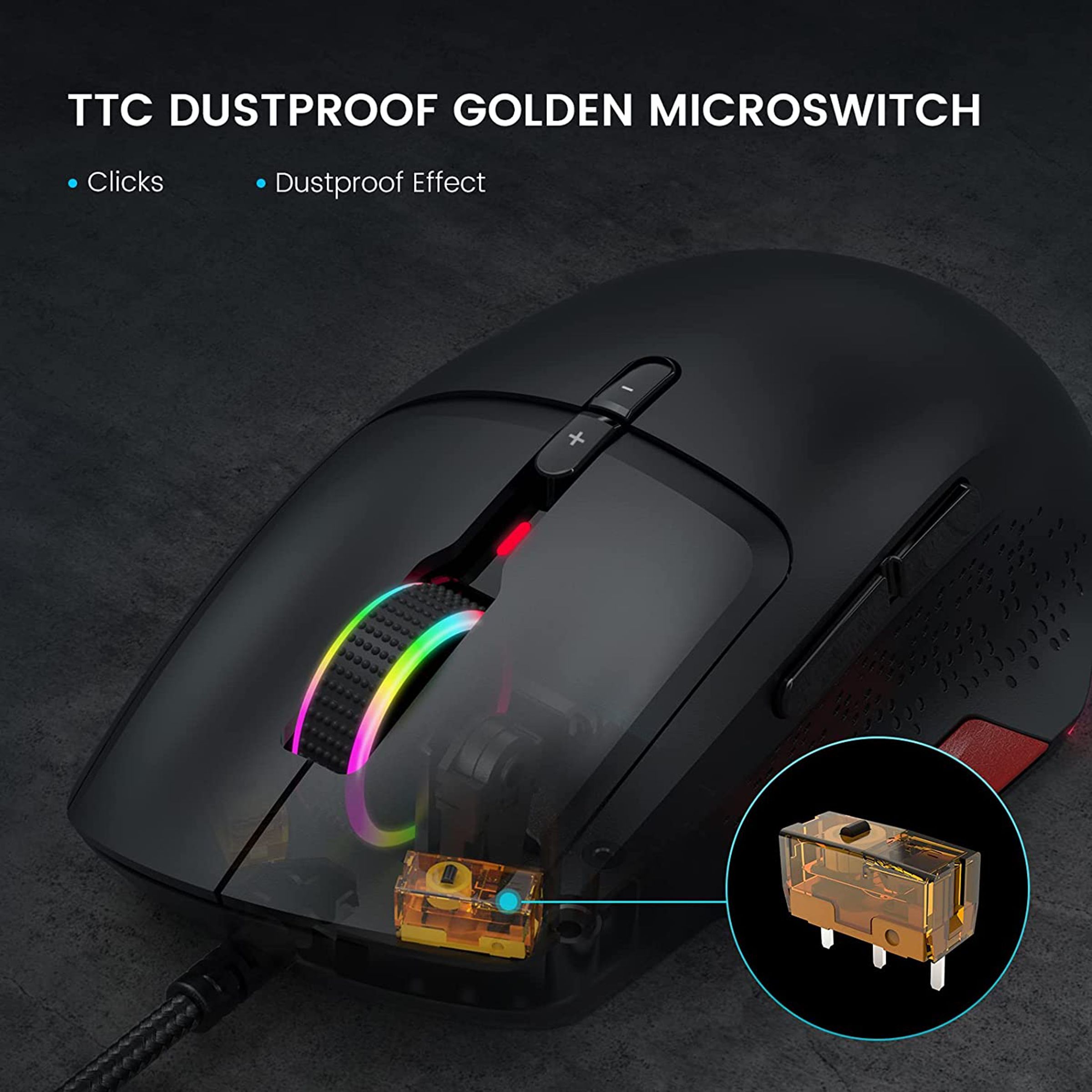 EKSA EM600 Wired Optical Gaming Mouse (12000 DPI Adjustable, Ergonomic Design, Black)_8