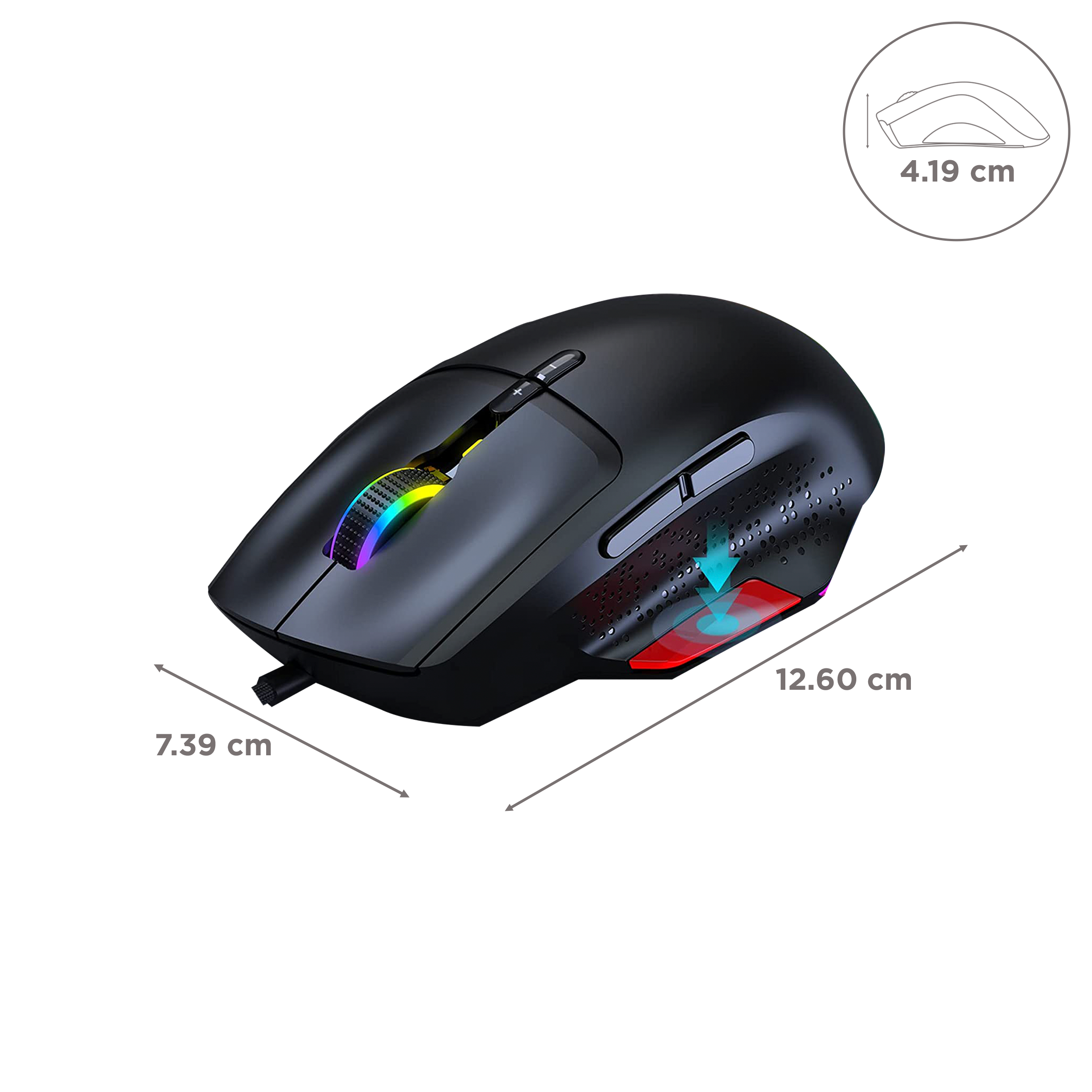 EKSA EM600 Wired Optical Gaming Mouse (12000 DPI Adjustable, Ergonomic Design, Black)_3