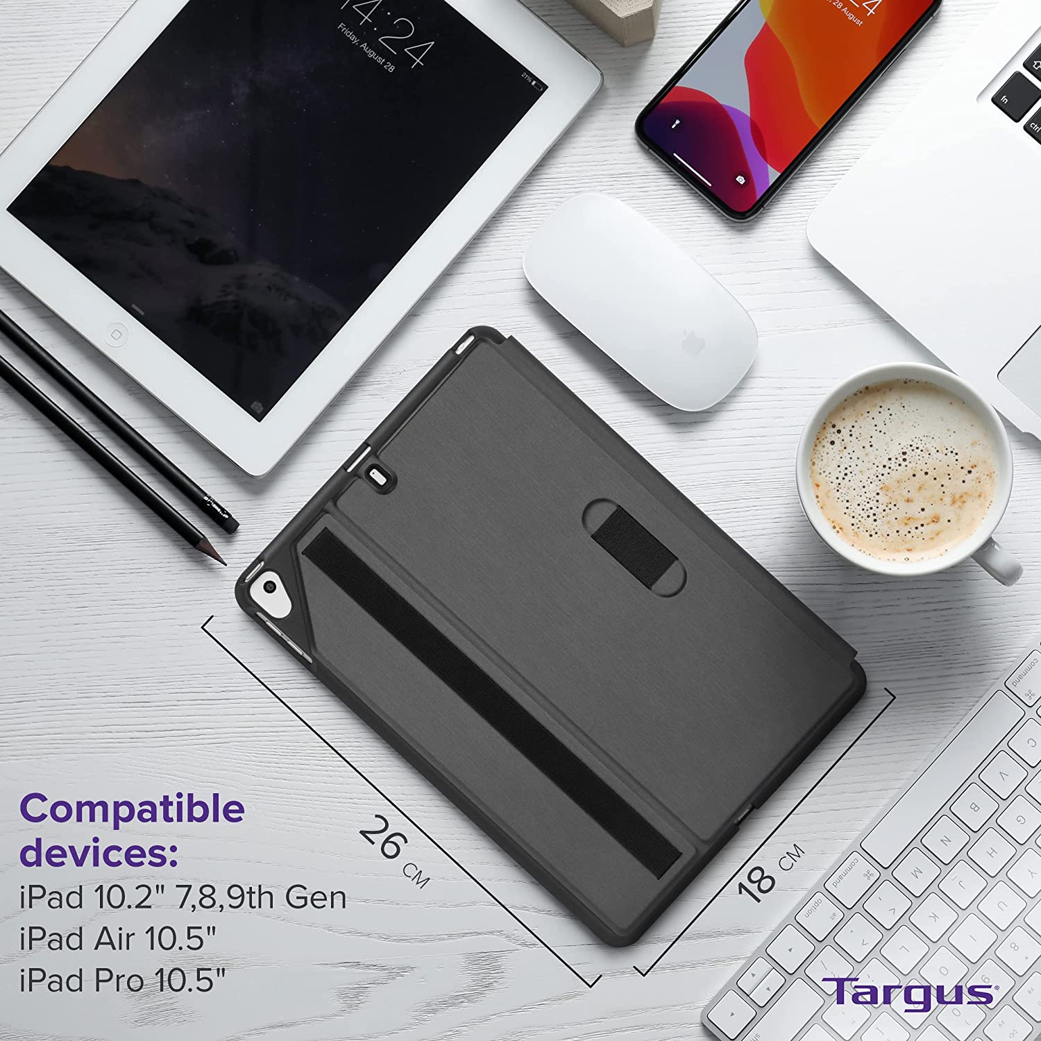 Targus Click-In Polyurethane, TPU Flip Cover for Apple iPad 10.2 Inch (7th, 8th, 9th Gen), iPad Air 10.5 Inch, iPad Pro 10.5 Inch (Integrated Holder for Apple Pencil, Black)_8