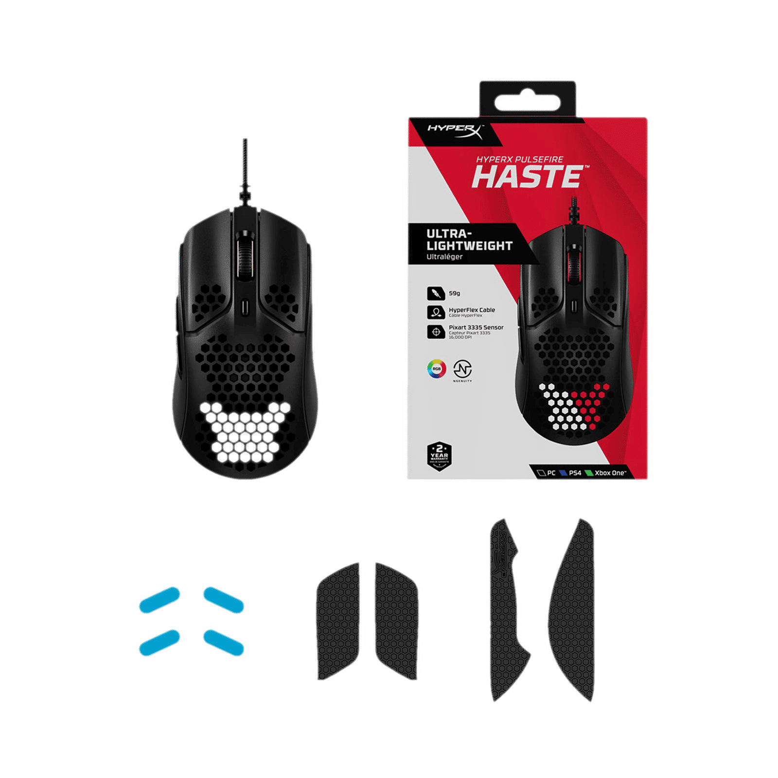 HyperX Pulsefire Haste Wired Optical Gaming Mouse with Customizable Buttons (16000 DPI, Ultra-Light Hex Shell Design, Black) HyperX Pulsefire Haste Wired Optical Gaming Mouse with Customizable Buttons (16000 DPI, Ultra-Light Hex Shell Design, Black)_16