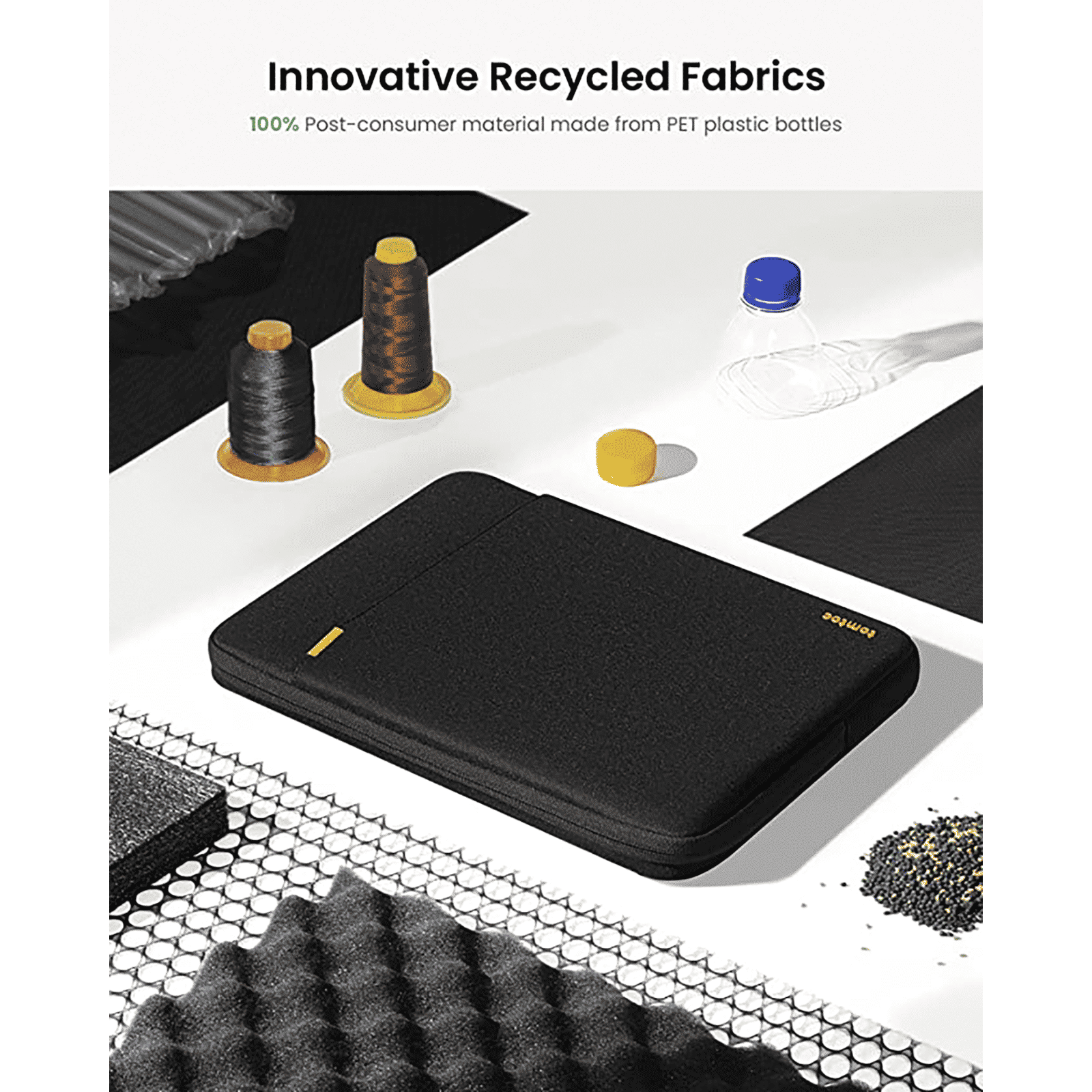 tomtoc Defender Recycled Fabrics Laptop Sleeve for 13.5, 14 & 14.4 Inch Laptop (Water Resistant, Black)_11